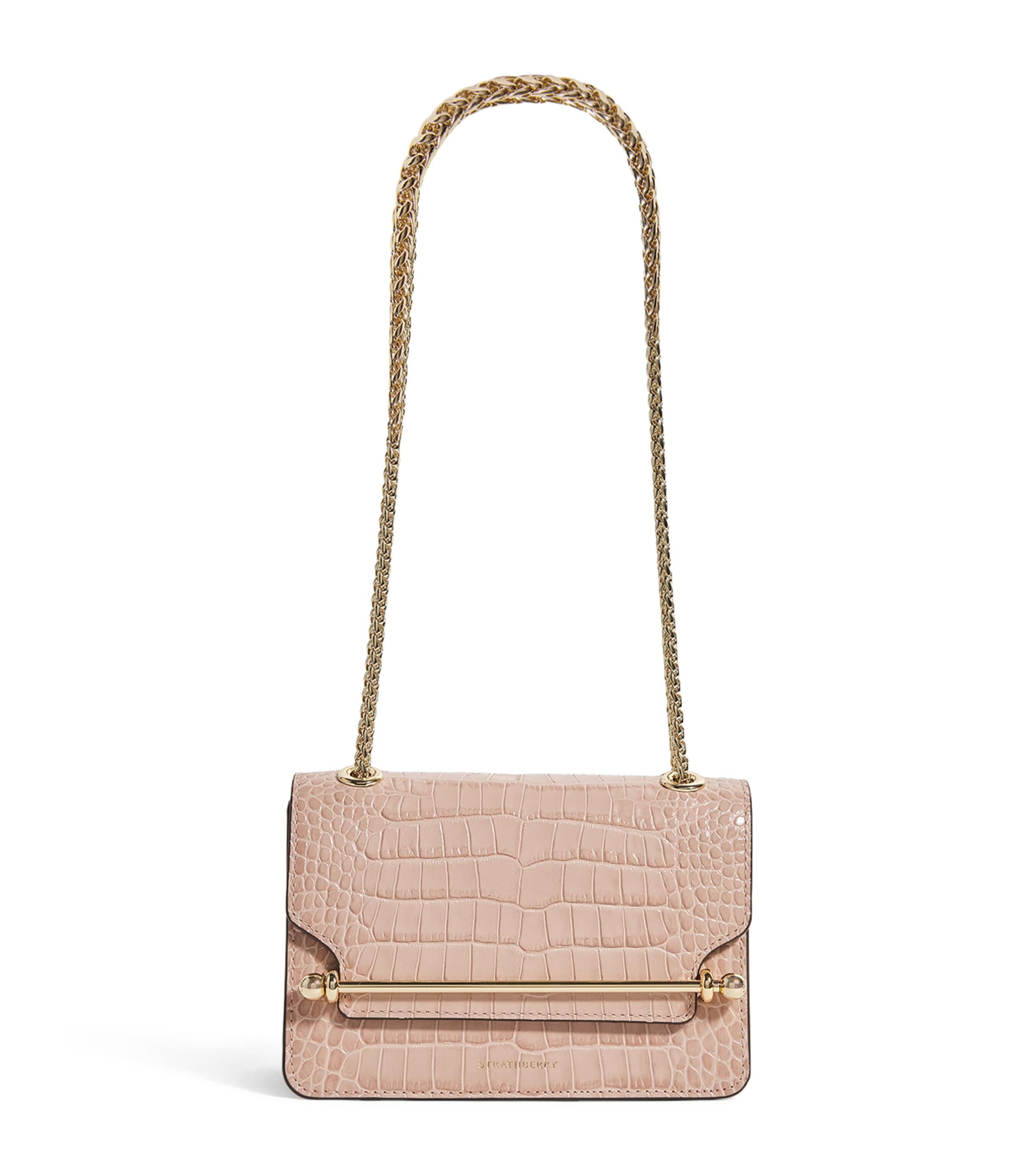 Shop Strathberry Leather East/west Mini Shoulder Bag In Nude