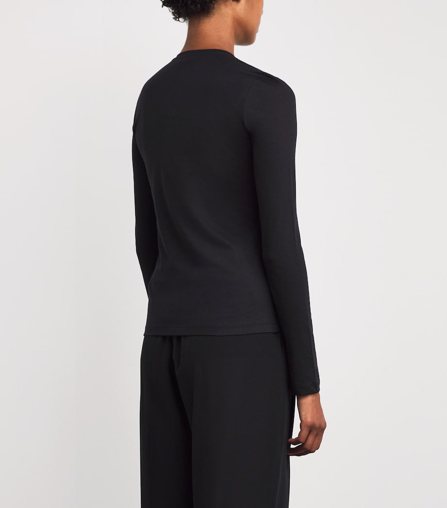 Cotton-Silk Long-Sleeve T-Shirt BLACK Image 4