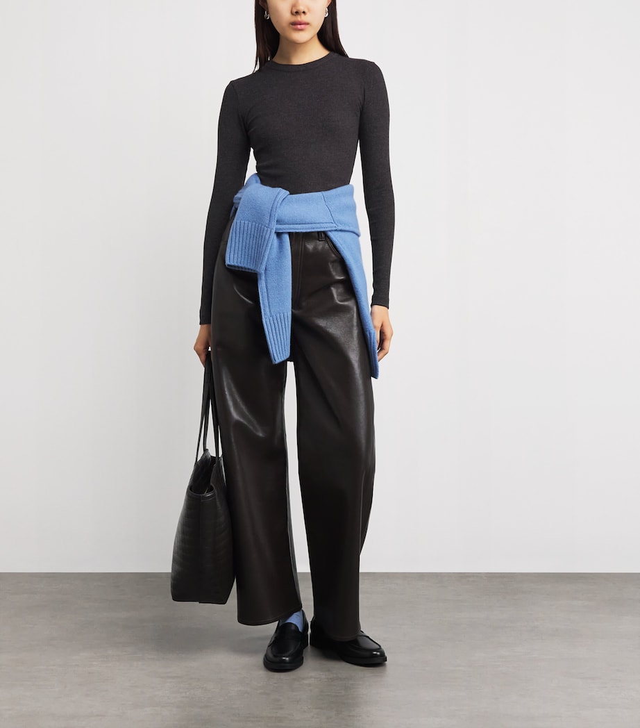 Ribbed Bina Crew-Neck Top HTRBR Image 2