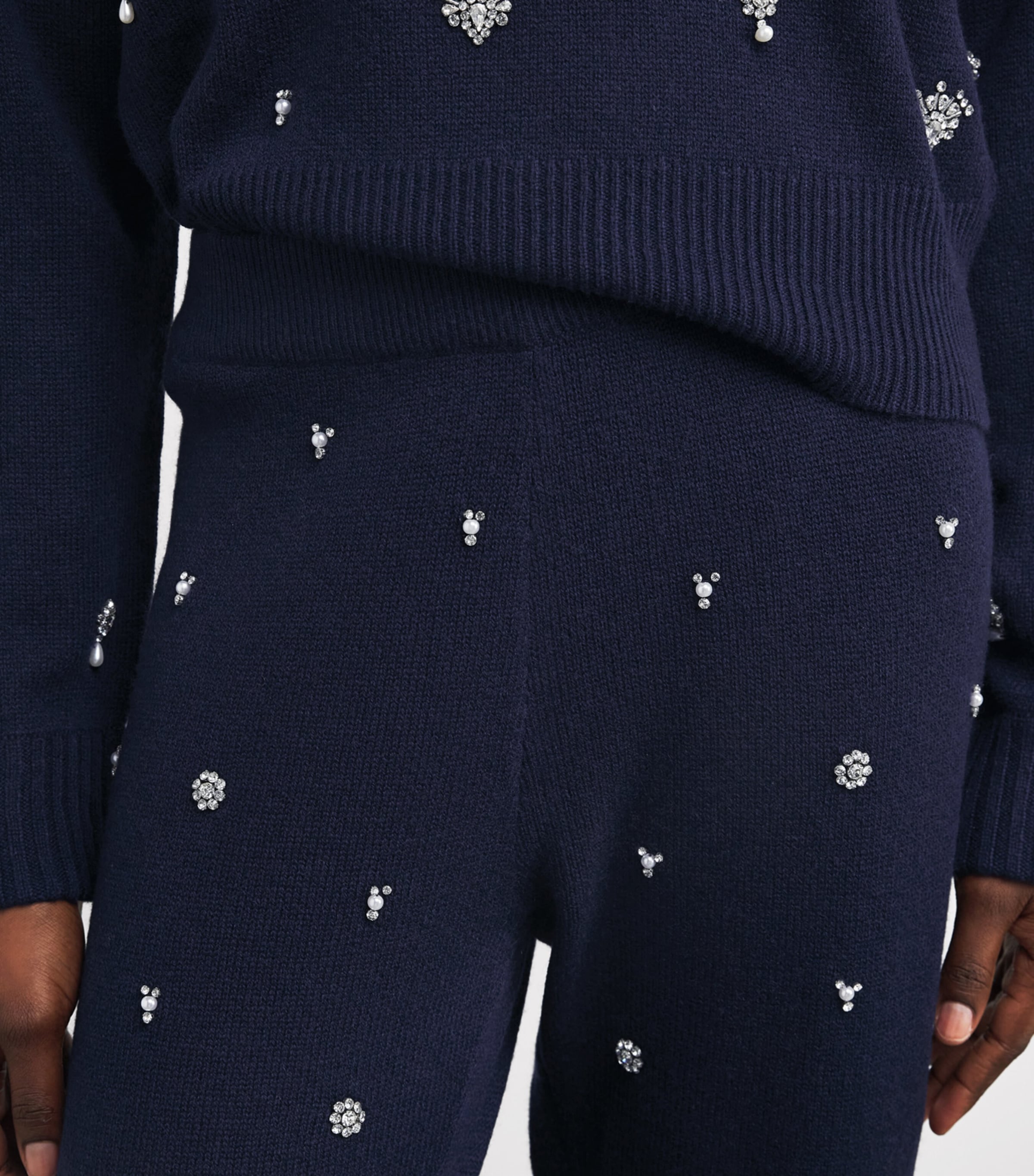 Wool-Cashmere Embellished Kandace Sweatpants MIDNIGHT Image 6