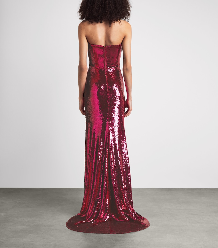 Alex Perry Womens Sequin Strapless Gown Raspberry Image 4