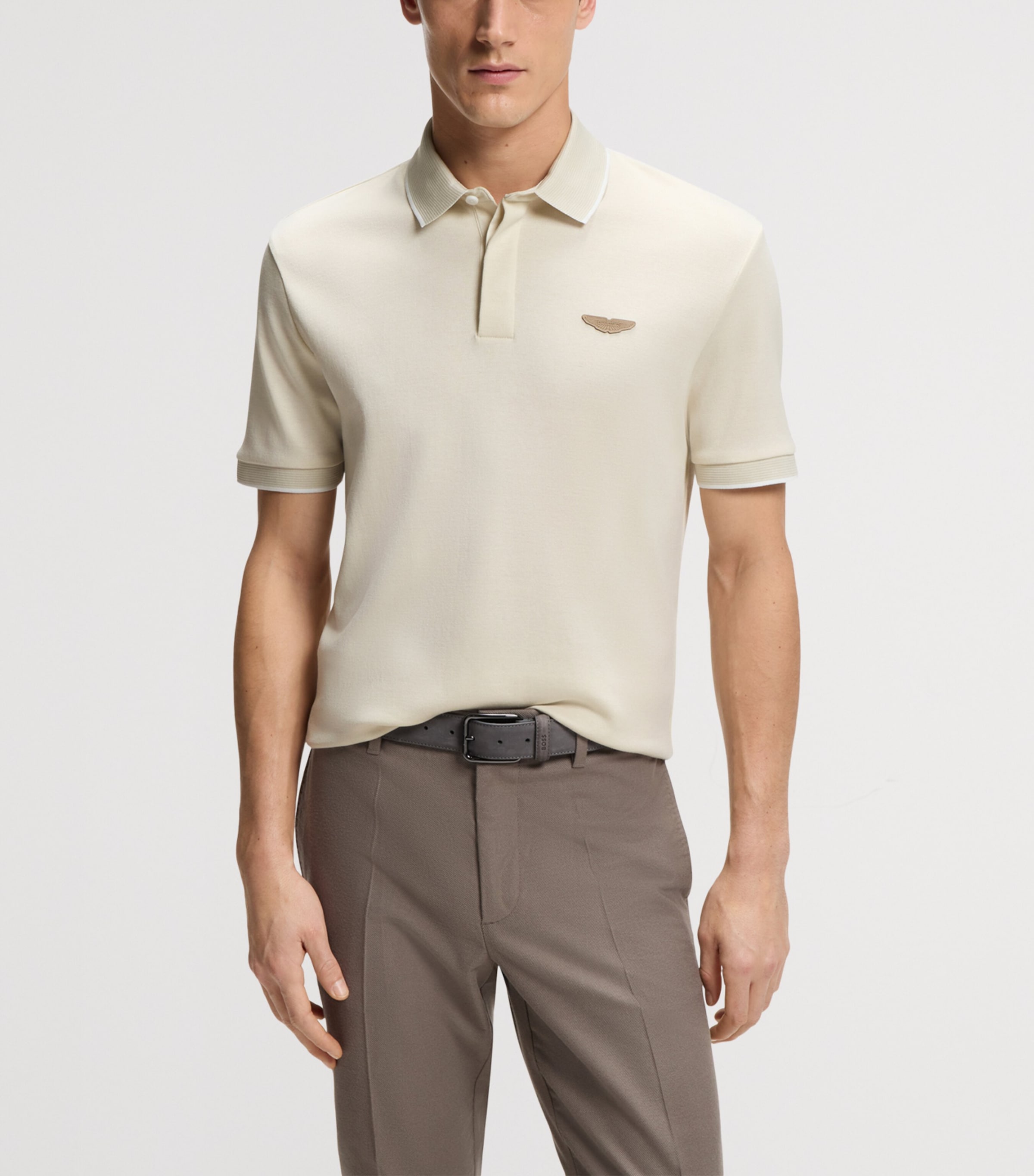 BOSS Mens x Aston Martin Cotton-Wool Polo Shirt Image 2