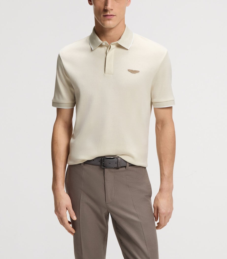 BOSS Mens x Aston Martin Cotton-Wool Polo Shirt Image 2