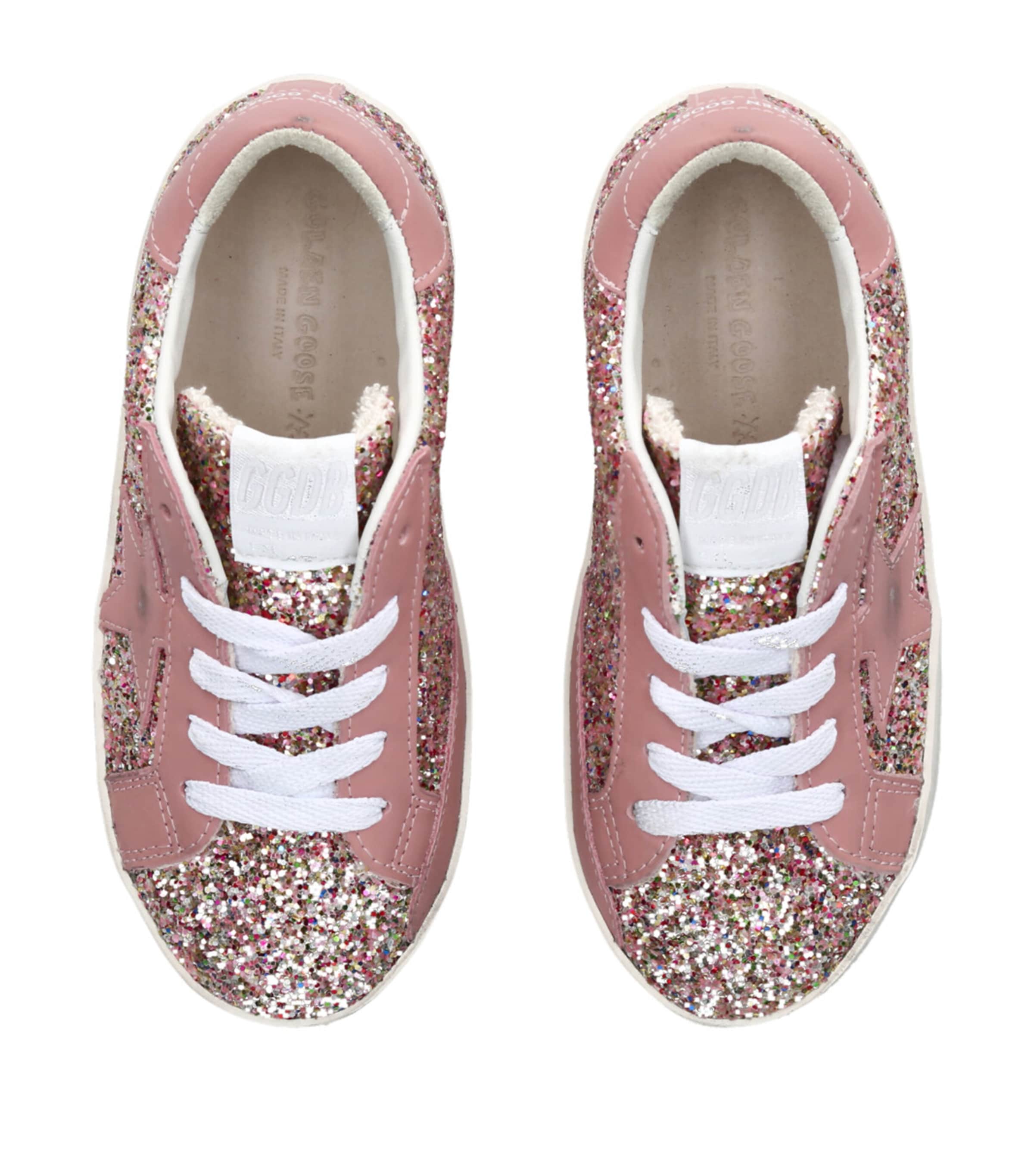 【Golden 】Super Star Glitter Star Pink Tap Sneakers Super-Star glitter and leather sneakers in pink - Golden