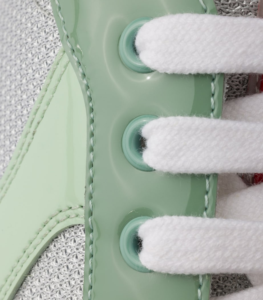 Prada Patent Leather-Mesh America's Cup Sneakers Green Image 6