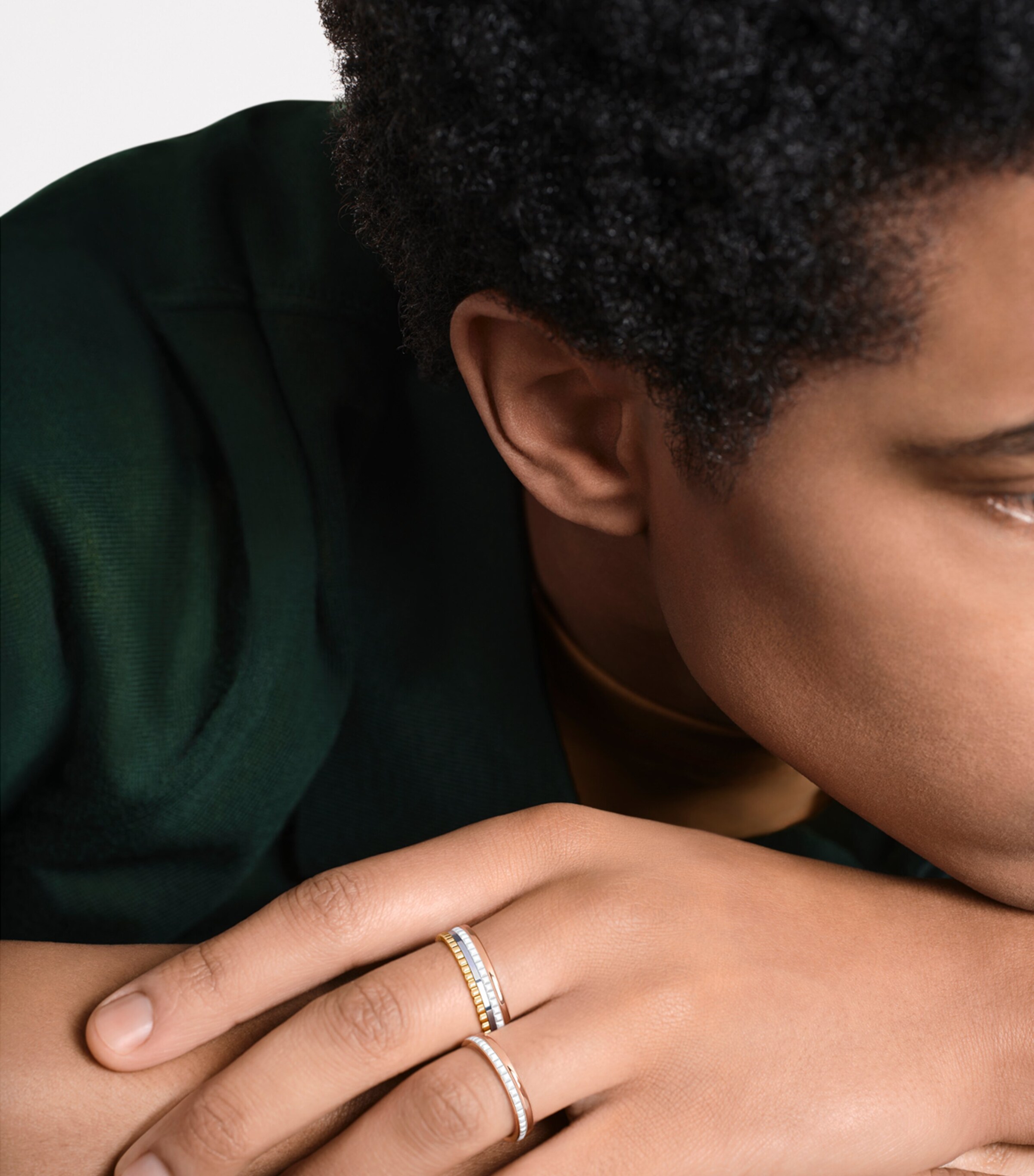 Rose Gold Quatre White Wedding Band NO COLOUR Image 3