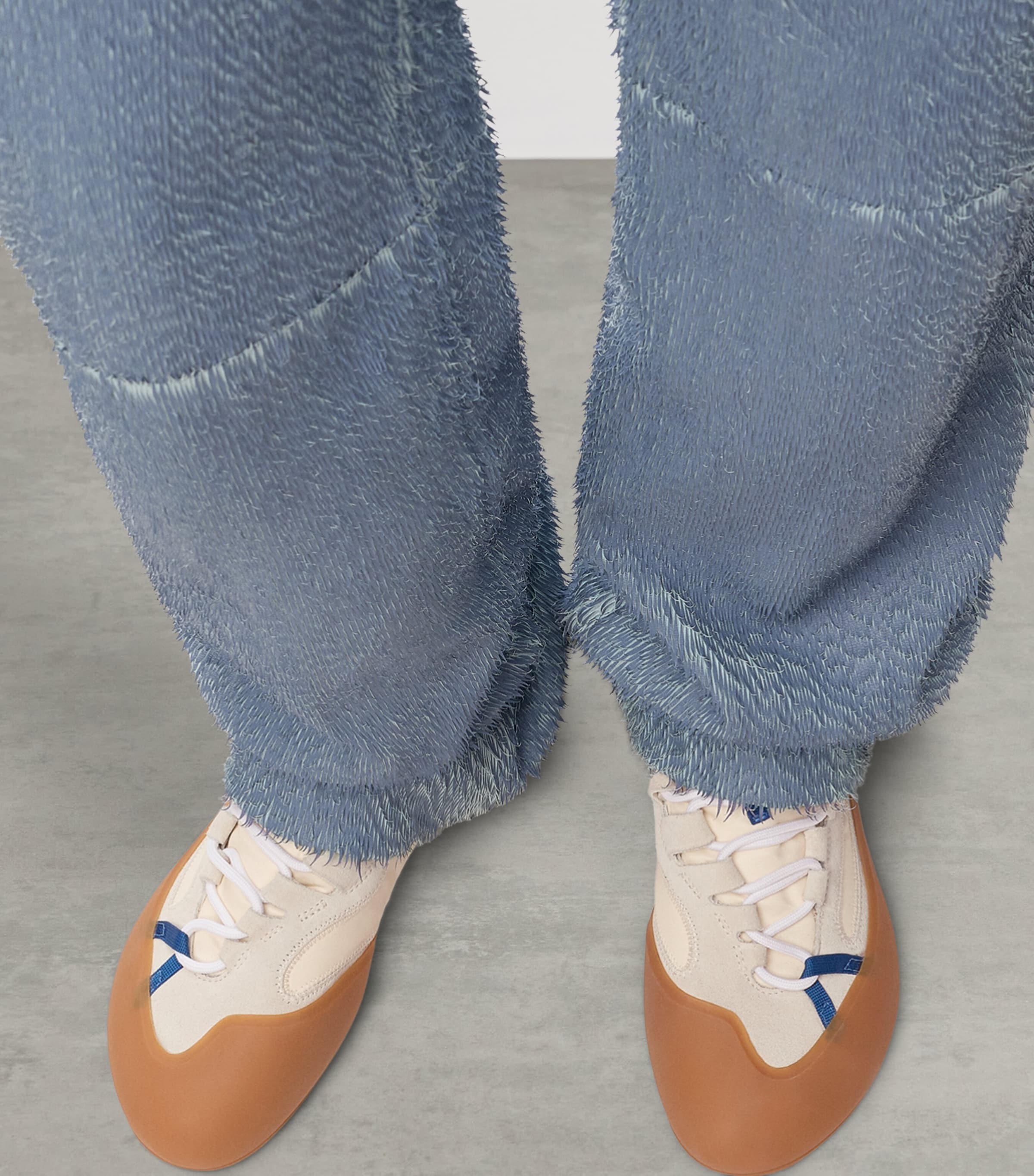LOEWE Suede-Nylon Grip Sneakers White/blue Image 2