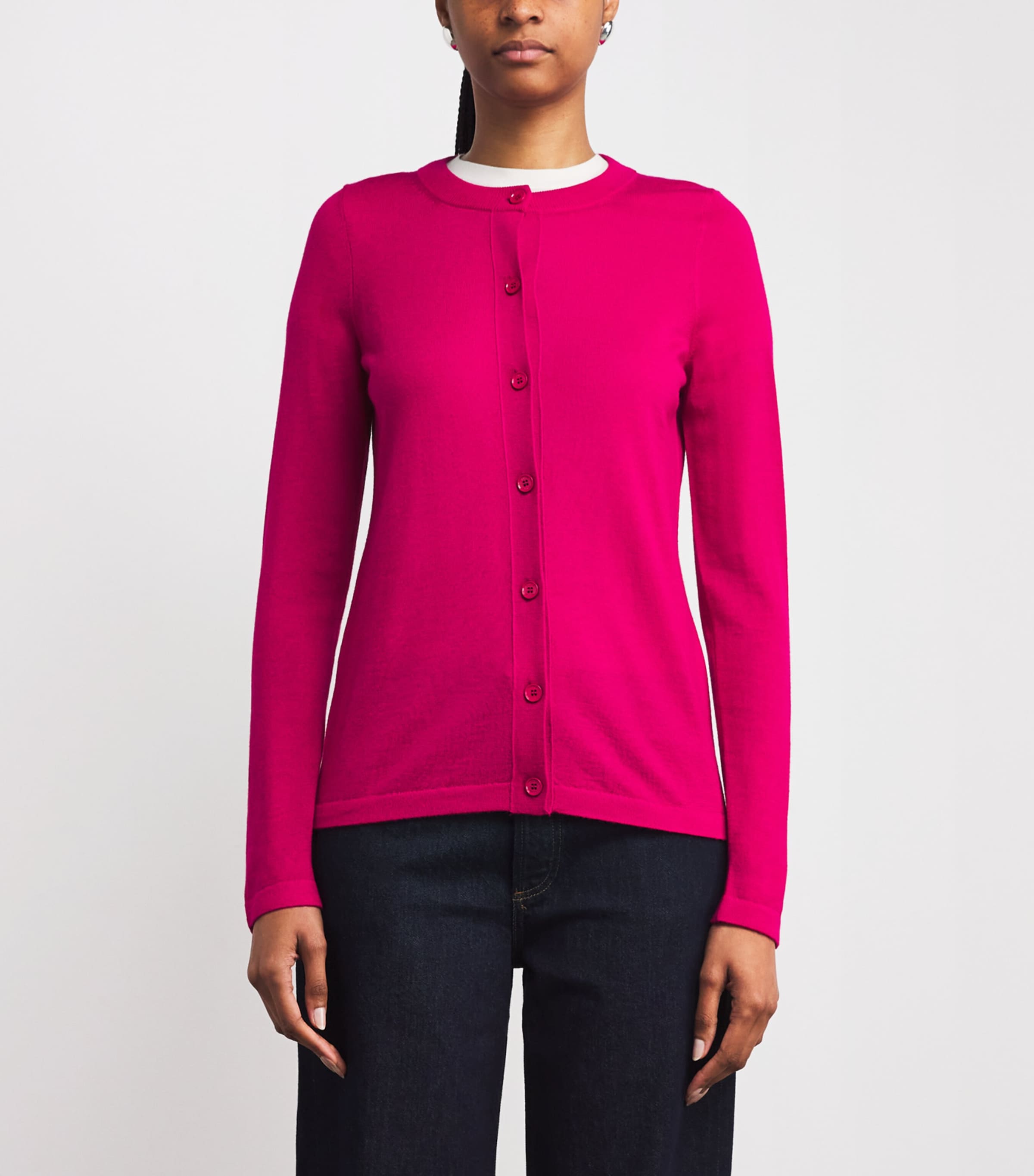 Merino Wool Extra-Fine Cardigan 8046 MAGENTA Image 3