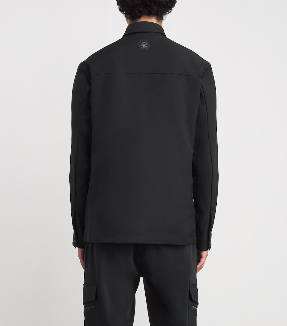 Stretch Gabardine Water-Repellent Overshirt 001BLACK Image 4