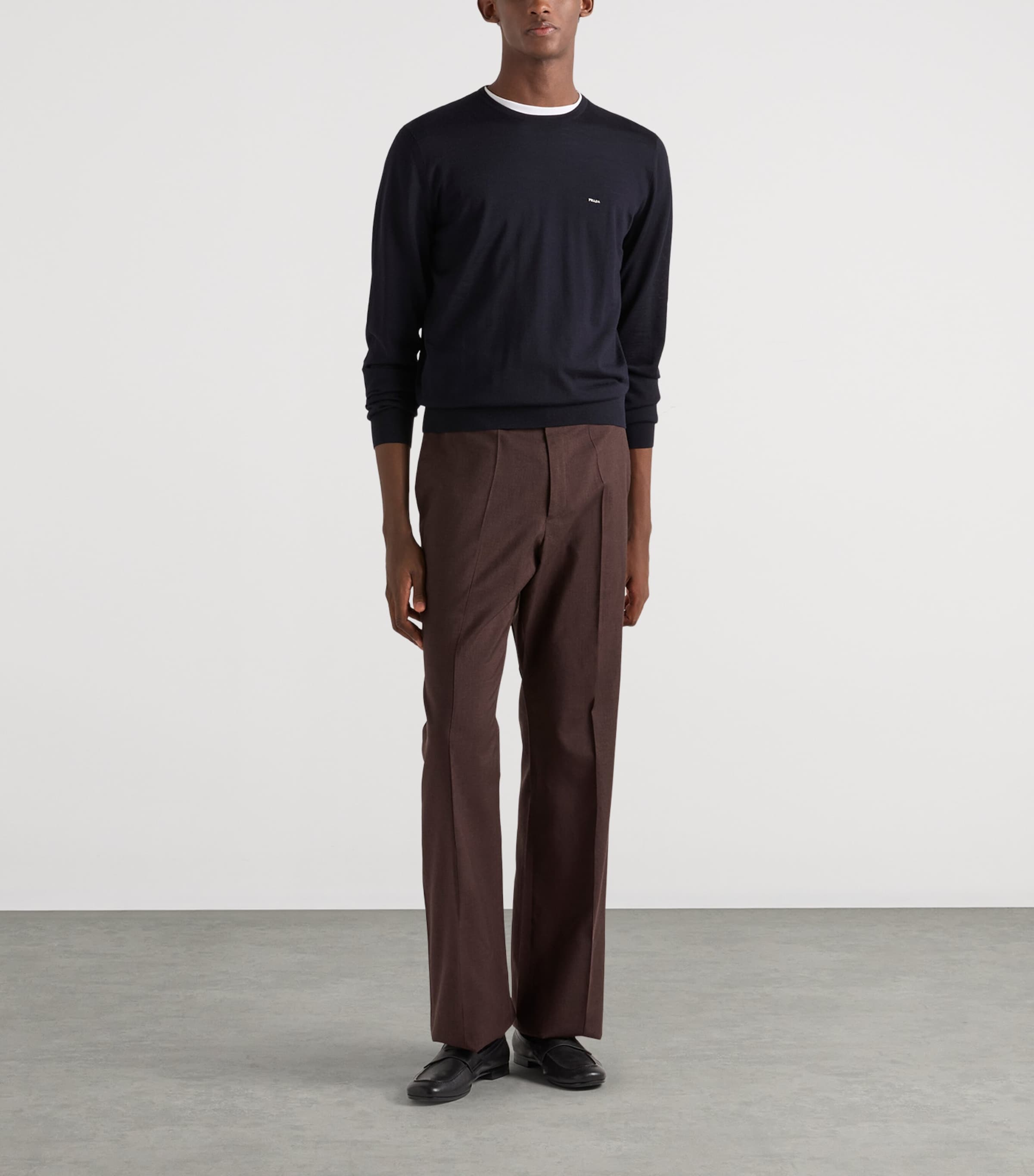 Prada Mens Wool Logo Sweater Blue Image 2
