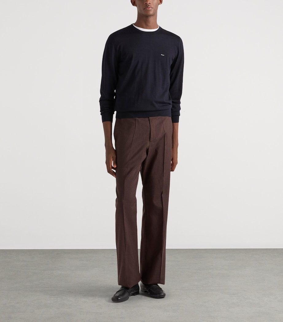 Prada Mens Wool Logo Sweater Blue Image 2