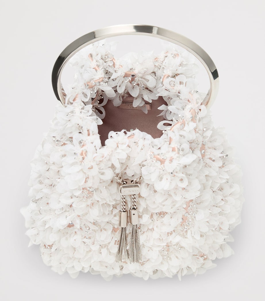 Satin Petal Bon Bon Top-Handle Bag IVORY/SILVER Image 4