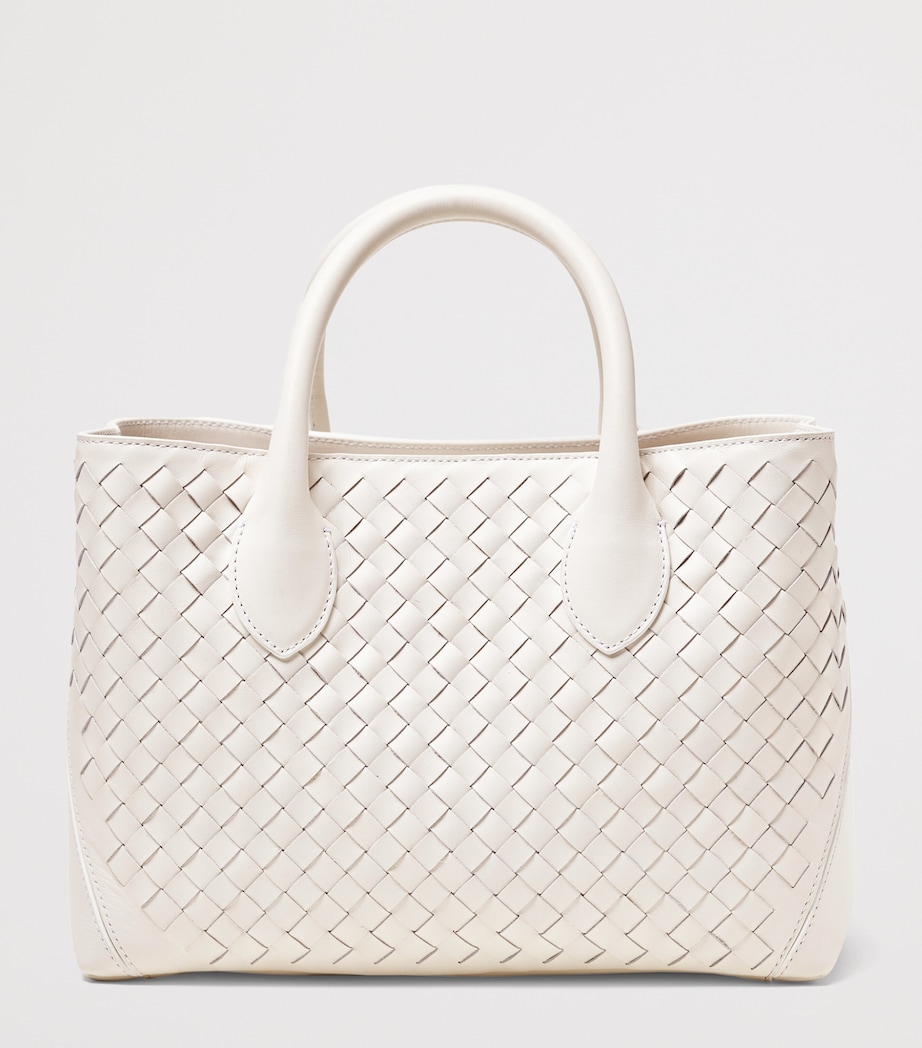Aspinal Of London Medium Woven Leather London Tote Bag Chalk White Image 4