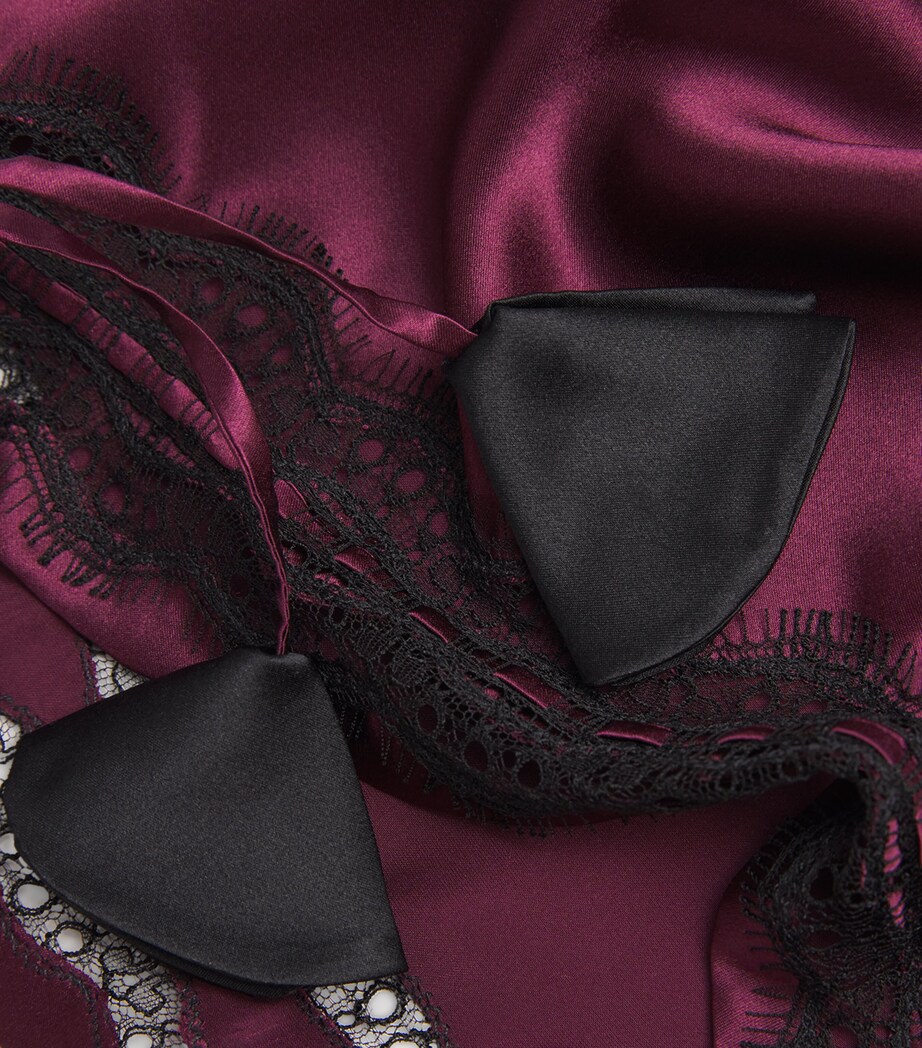 TORLOWEI Womens Silk Lace Patsy Pyjama Shorts Plum/black Image 4