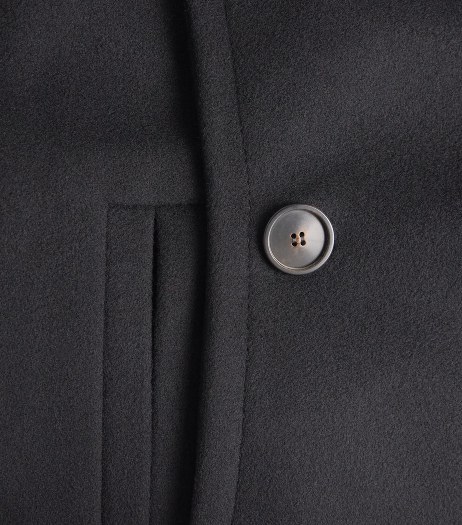 7 For All Mankind Womens Wool-Blend Double-Breasted Fitted Blazer Black Image 6
