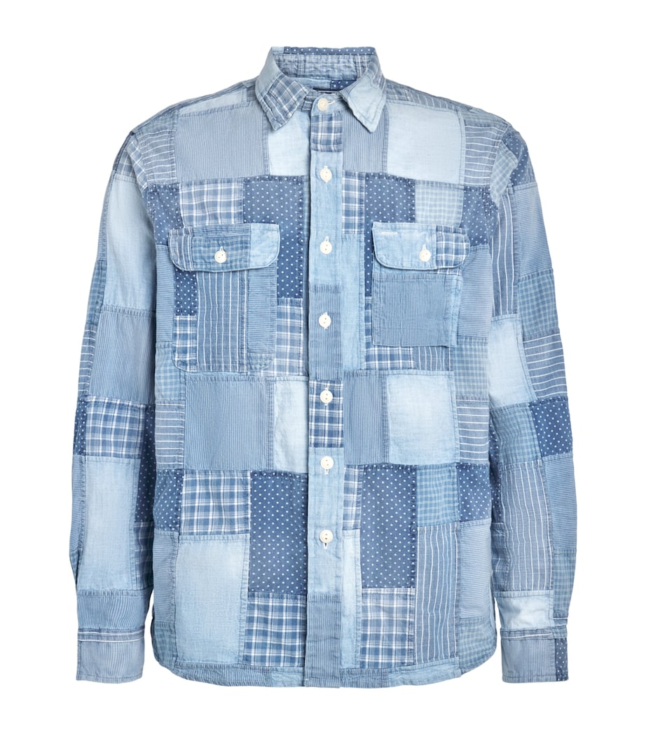 Polo Ralph Lauren Mens Patchwork Denim Shirt Indigo Ptchwork Image 1
