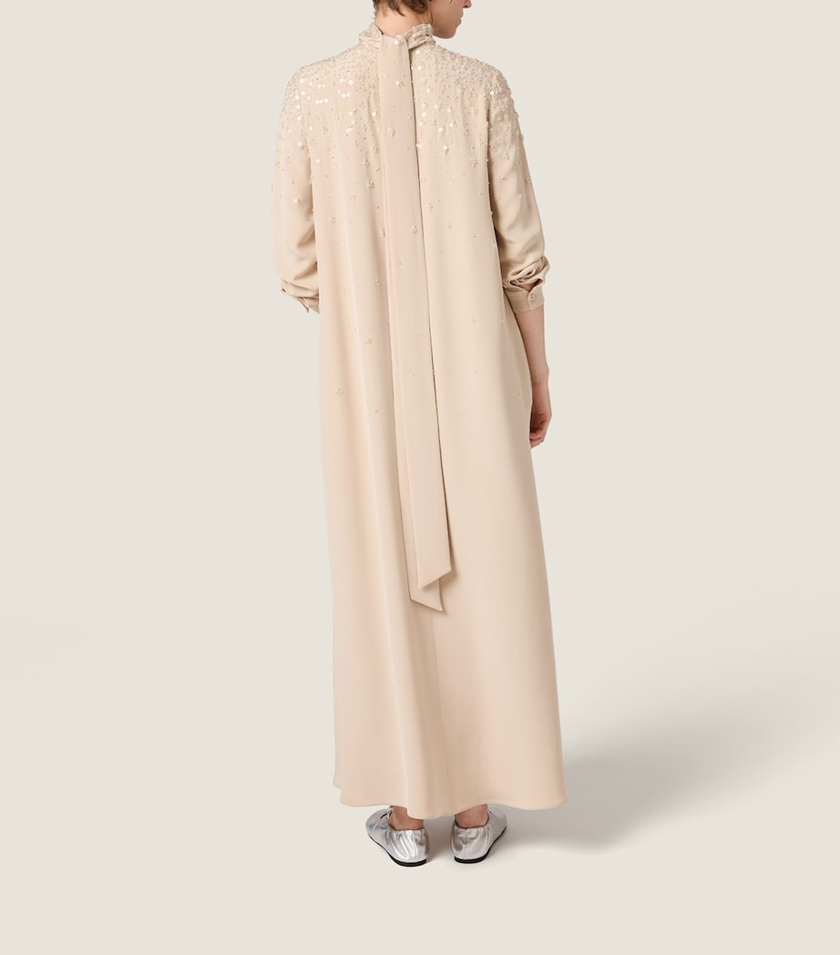 Miu Miu Womens Silk Cady Embroidered Maxi Dress Image 3