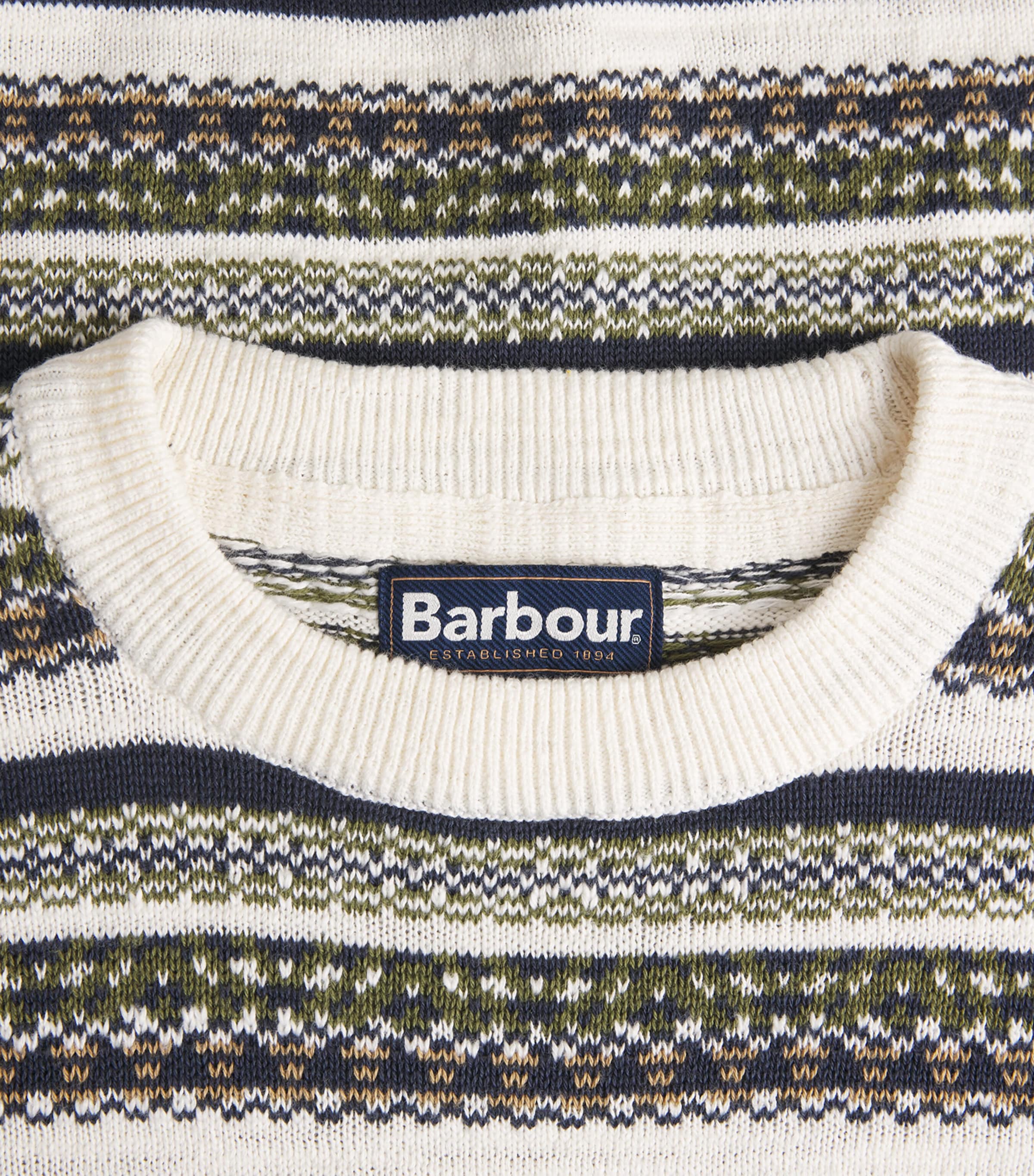 Barbour Mens Cotton Topcliffe Fair Isle  Sweater Whisper White Image 5