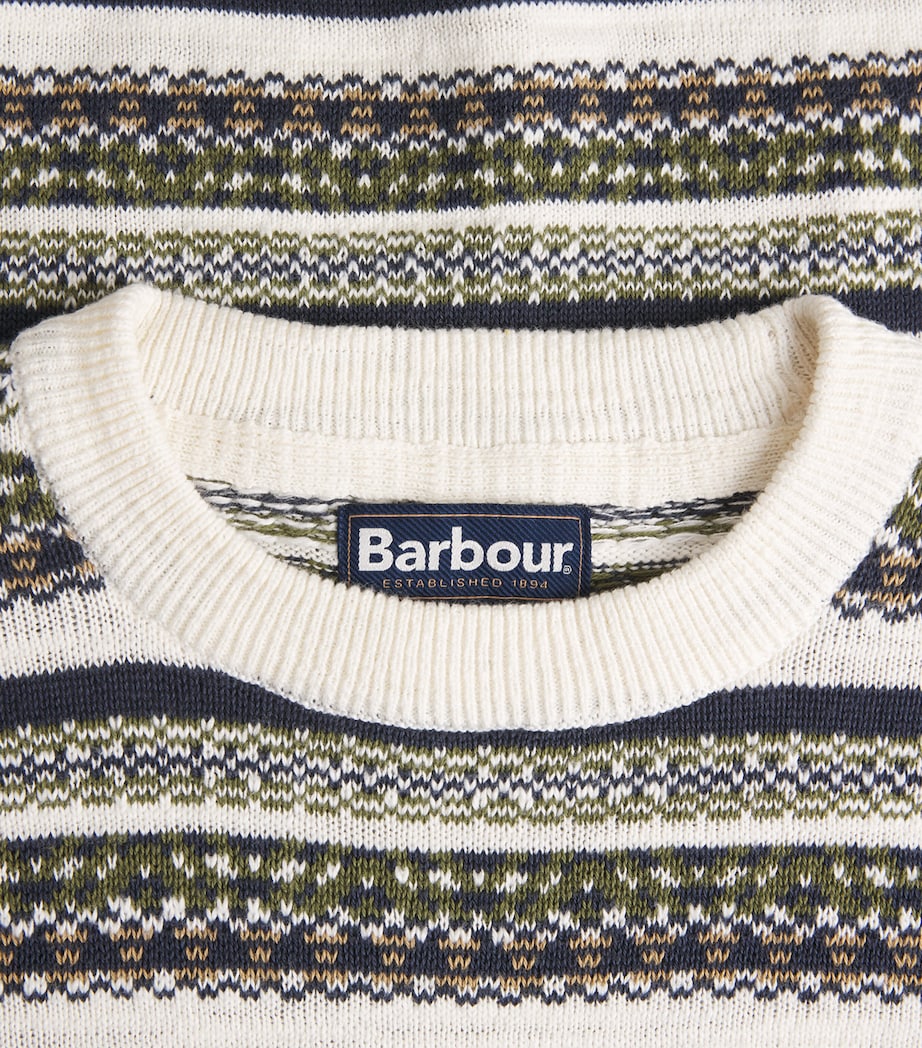 Barbour Mens Cotton Topcliffe Fair Isle Sweater Whisper White Image 5