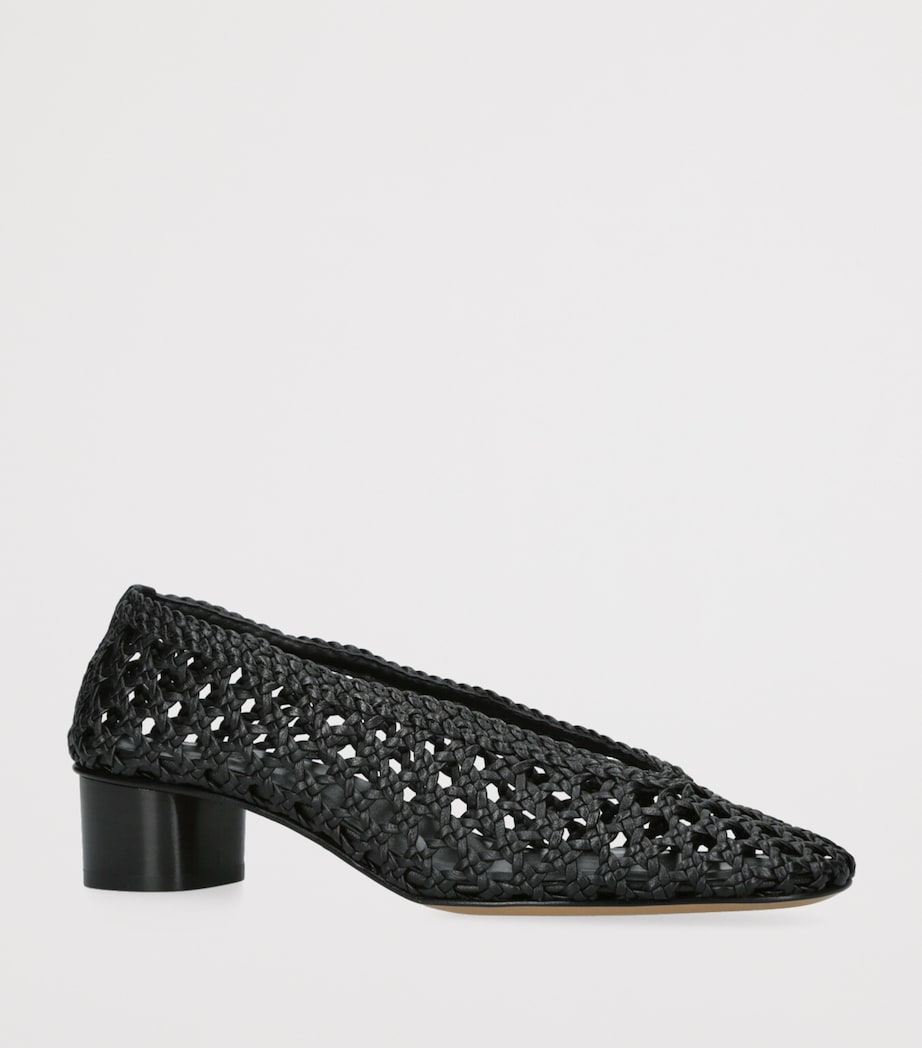 Leather Woven Pumps 40 BLACK Image 3