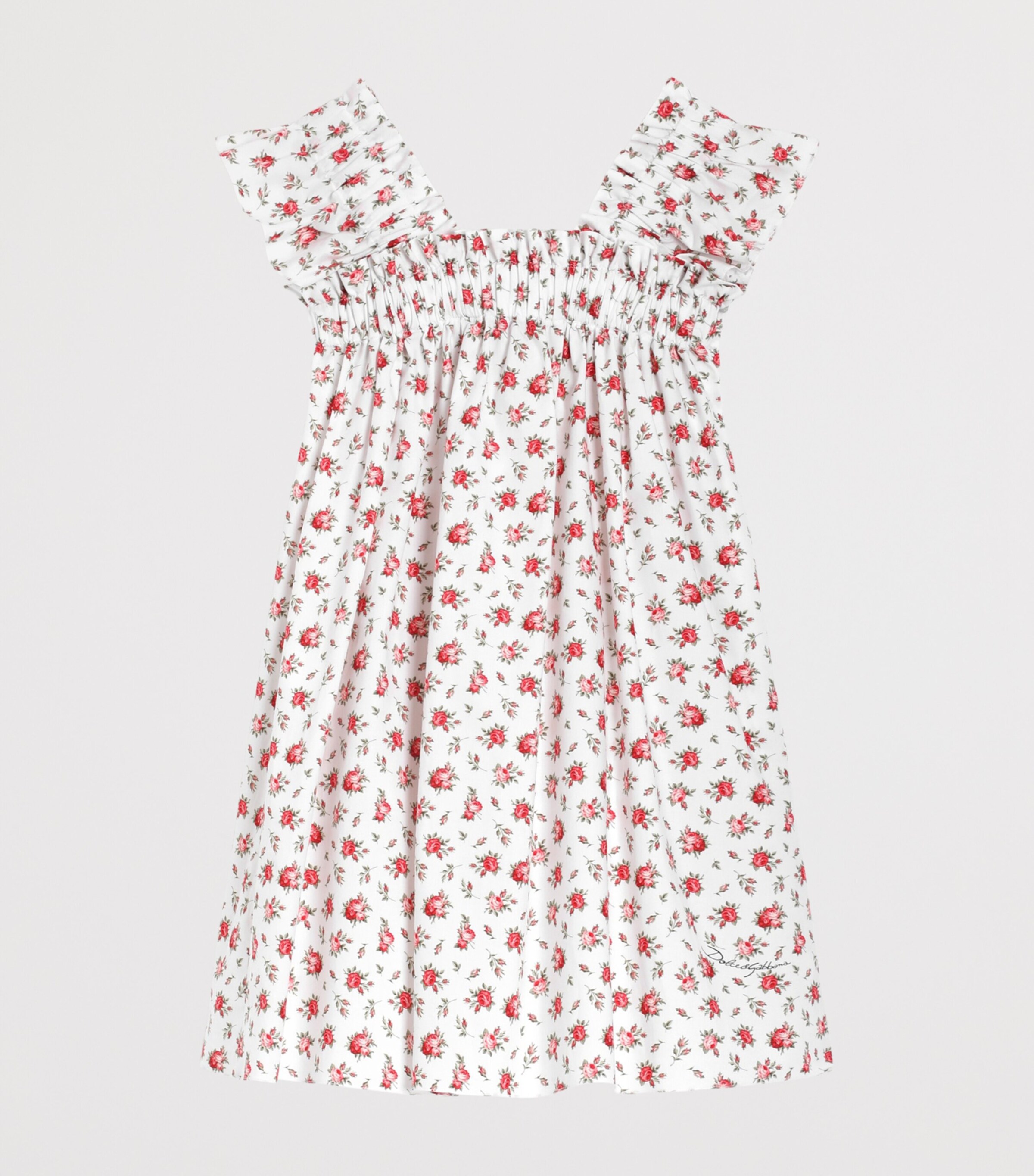 Dolce&Gabbana Kids Cotton Rose-Print Dress (8-12+ Years) Roselline F.bc Image 2