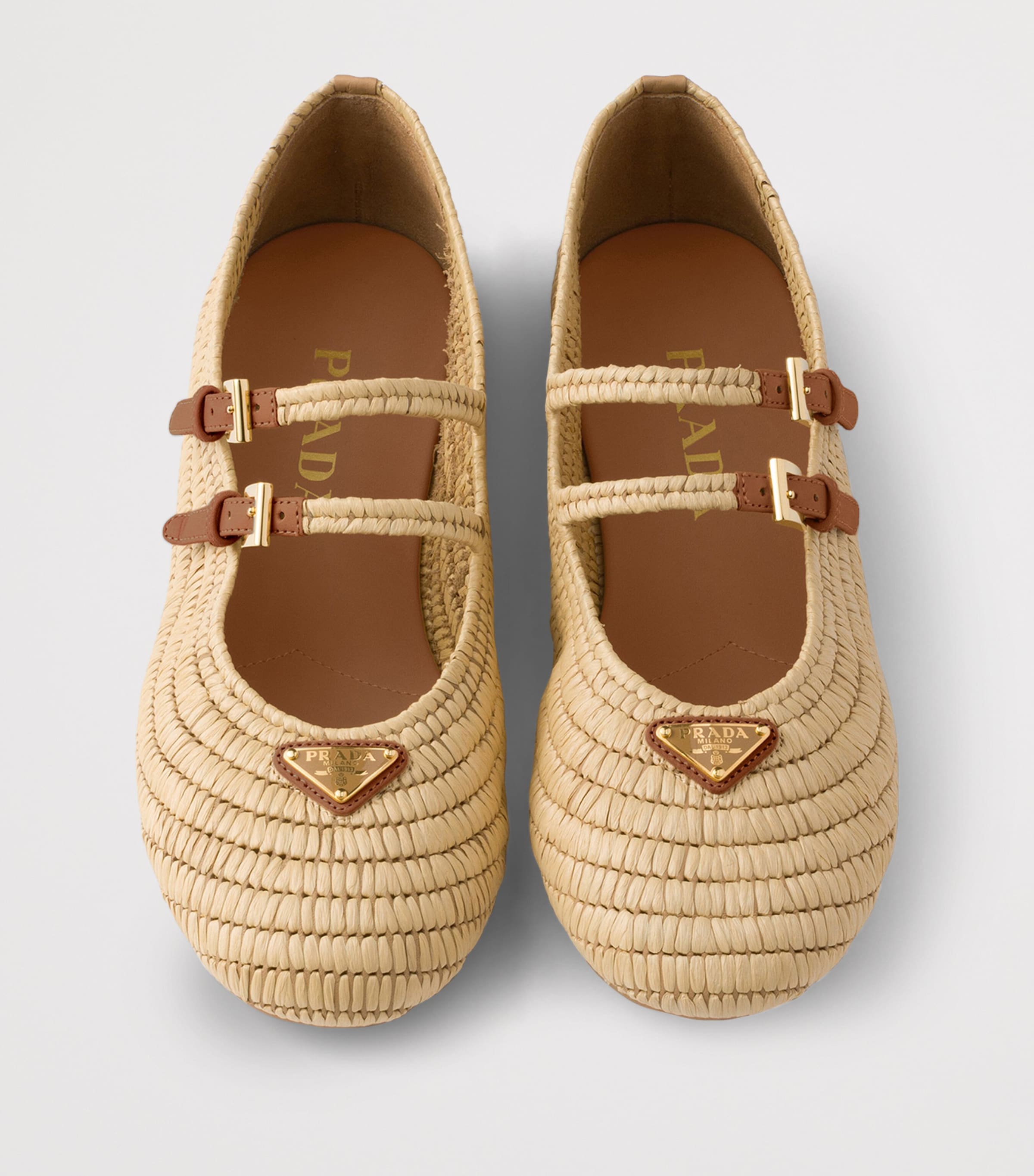 Prada Crochet Triangle Ballet Flats Neutral Image 4