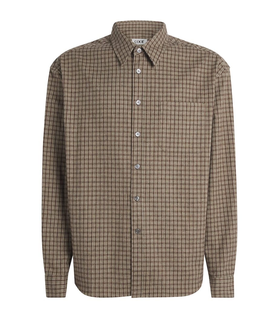 Coor Mens Check Shirt Sand Green Image 1