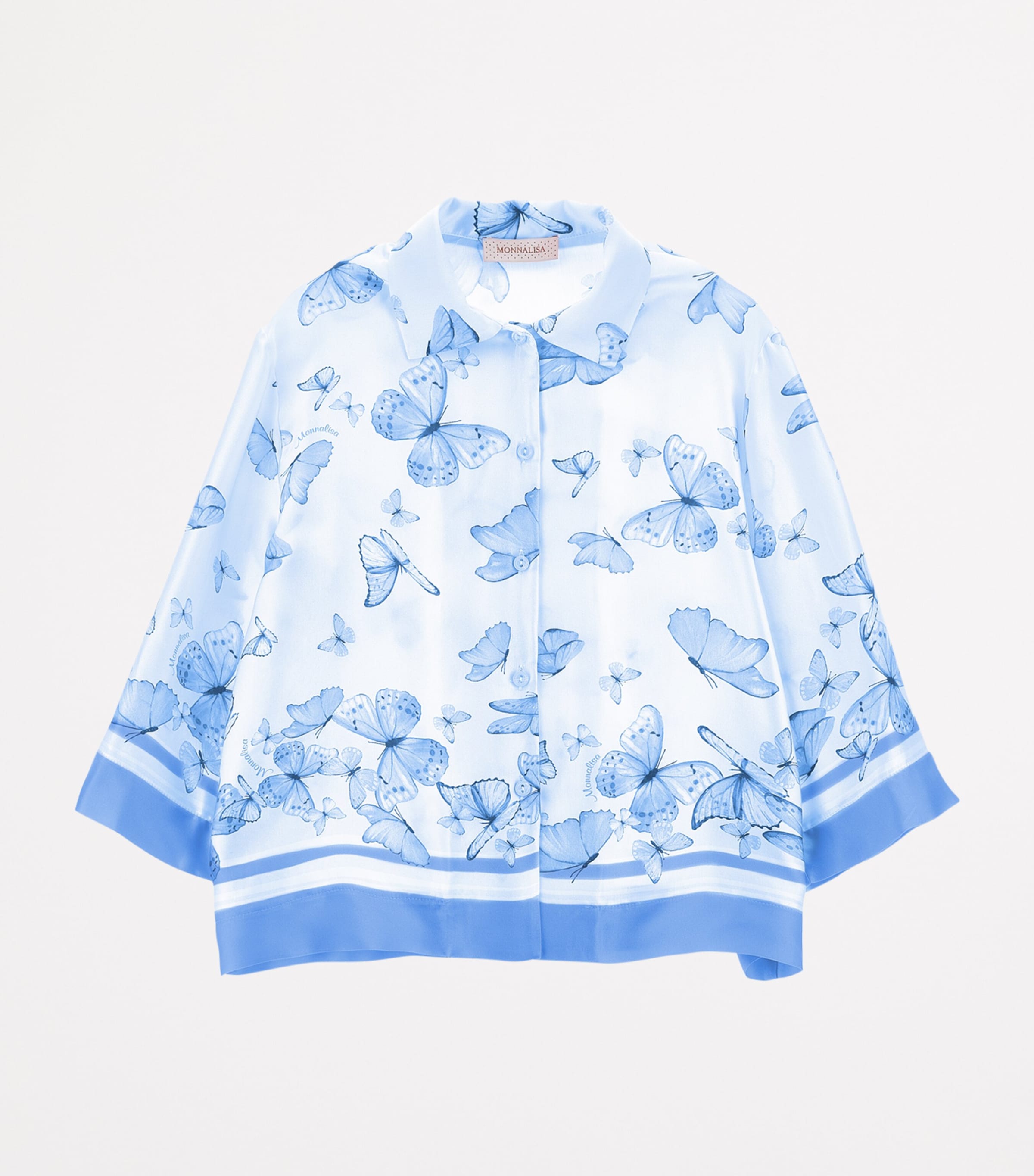 Satin Butterfly Print Shirt (2-16 Years) CELESTE Image 3