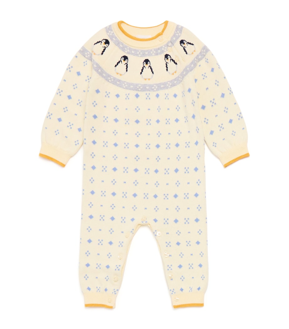Organic Cotton Fair Isle Penguin Playsuit (0 -18 Months) CREAM Image 1