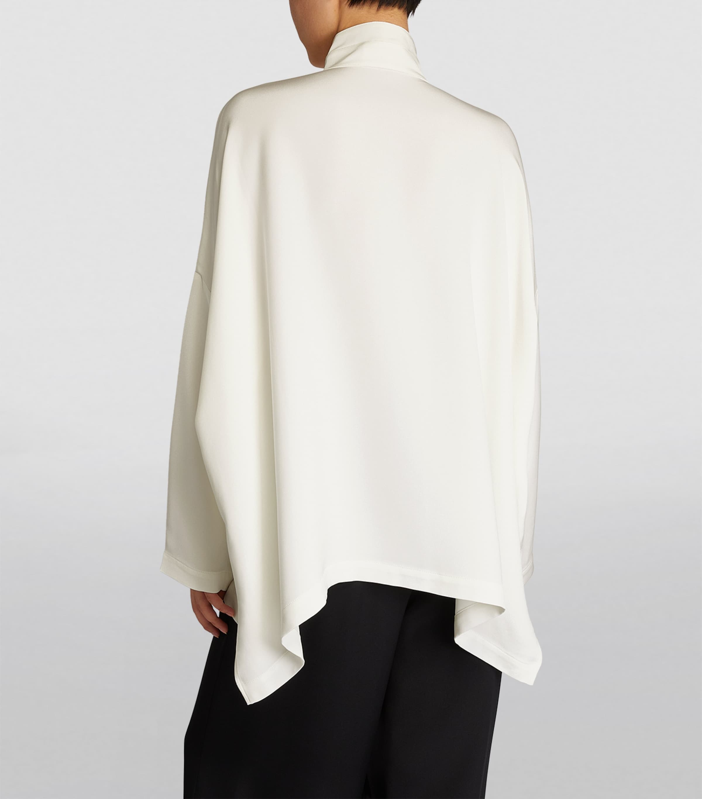 Silk Stand-Collar Shirt WHITE Image 4