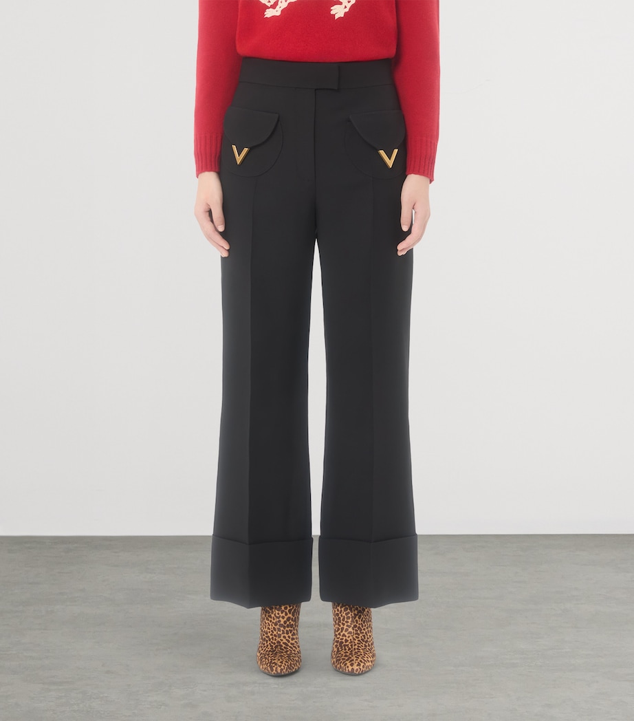 Valentino Womens Silk Wide-Leg Trousers Image 2