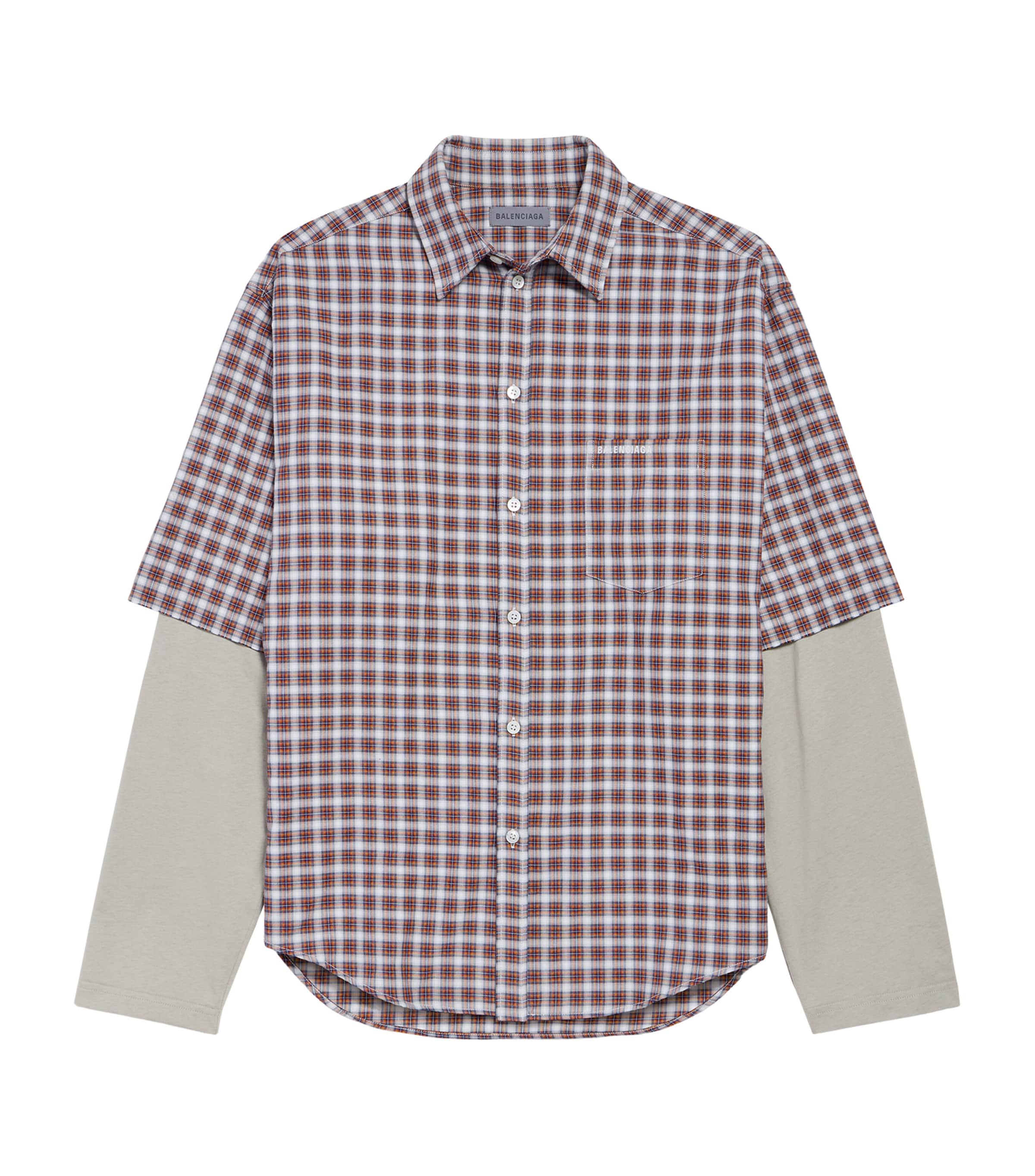 Balenciaga Mens Cotton Layered Wrong Sleeve Shirt Image 1