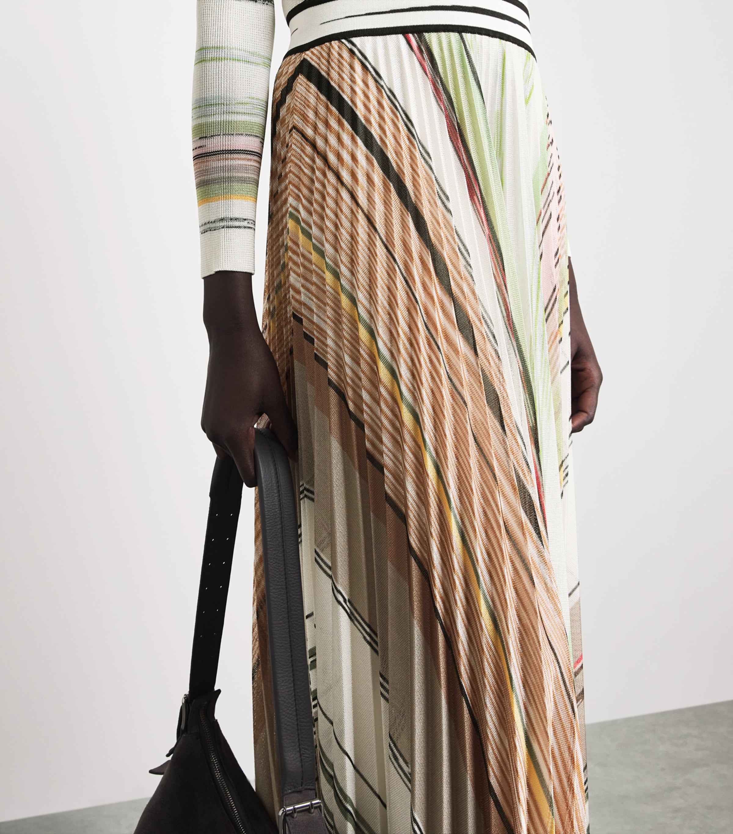 Missoni Womens Knitted Stripe Maxi Dress Smsmj Green / Brown Image 3