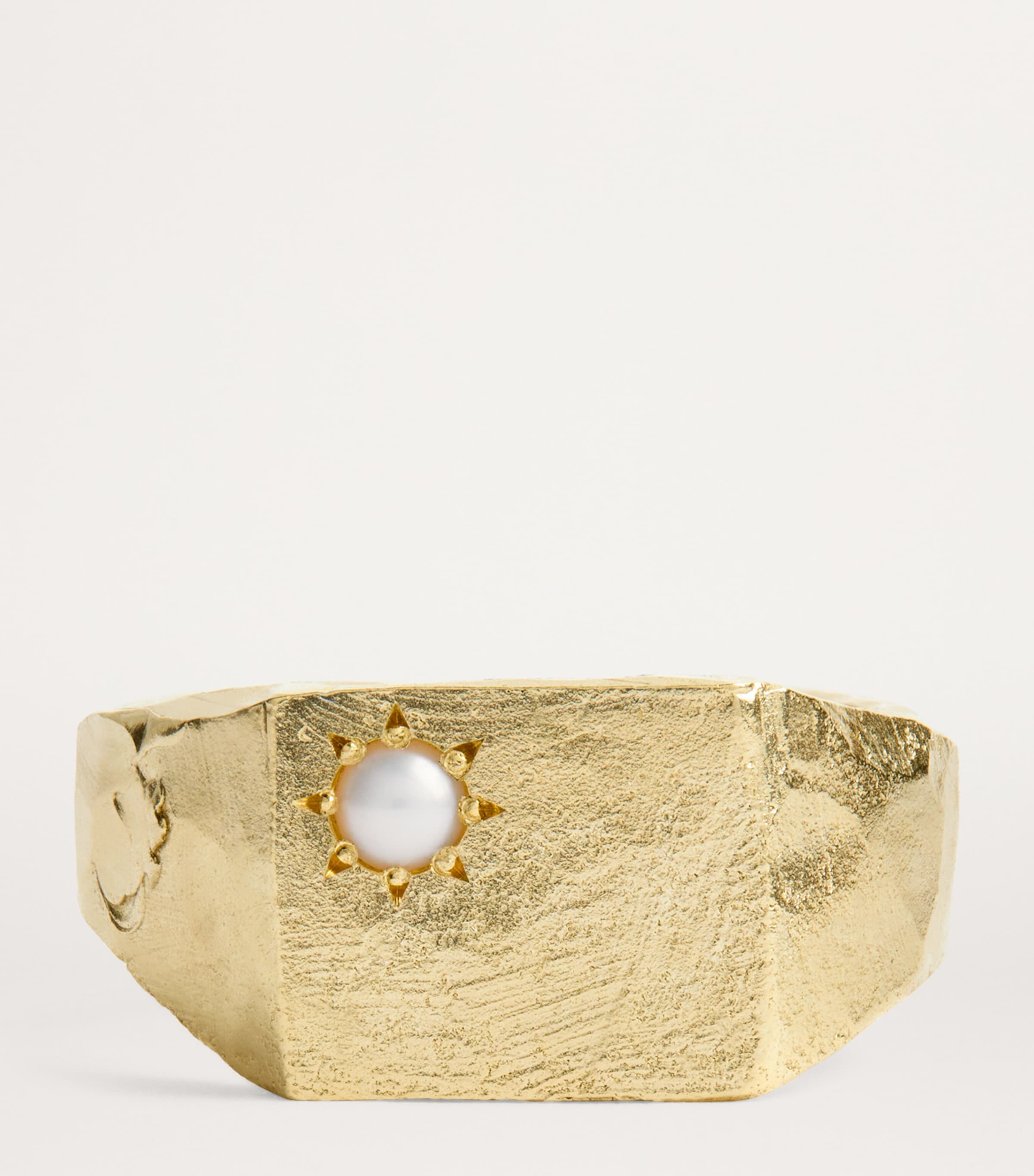 Yellow Gold and Pearl Signet Ring GOLD Image 4