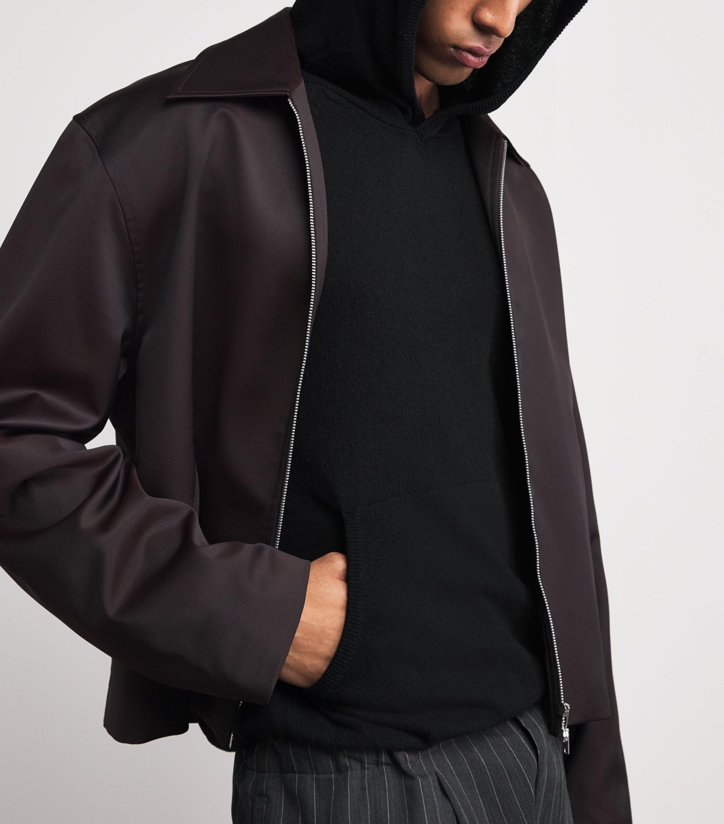Our Legacy Mens Silk Knitted Hoodie Almost Black Image 3