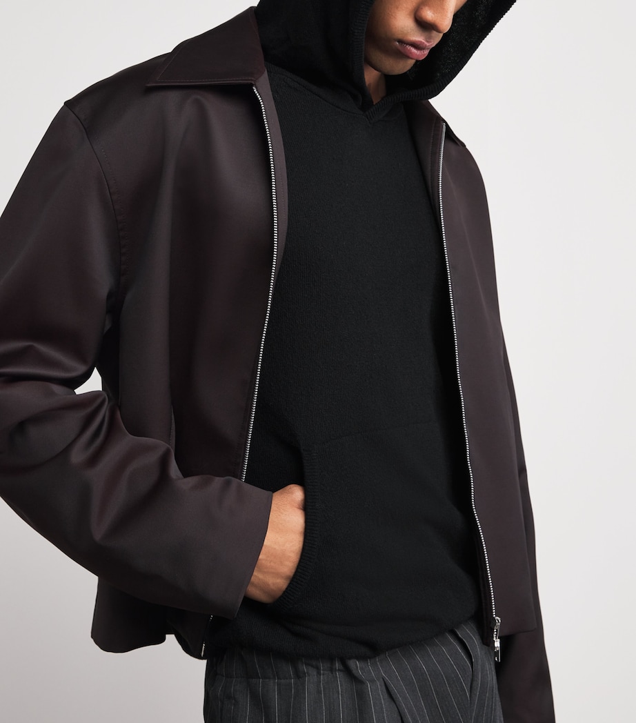 Our Legacy Mens Silk Knitted Hoodie Almost Black Image 3