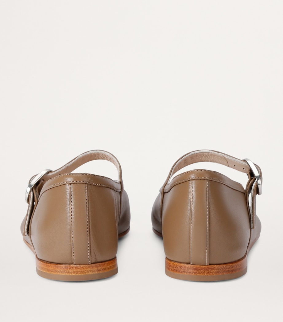 Leather Mary Jane Ballet Flats TAUPE Image 3