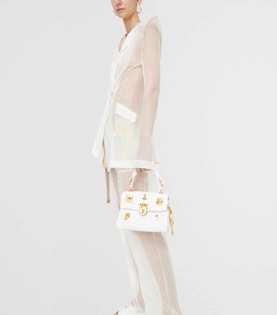 Schiaparelli Mini Calfskin Bijoux Secret Top-Handle Bag White Image 2