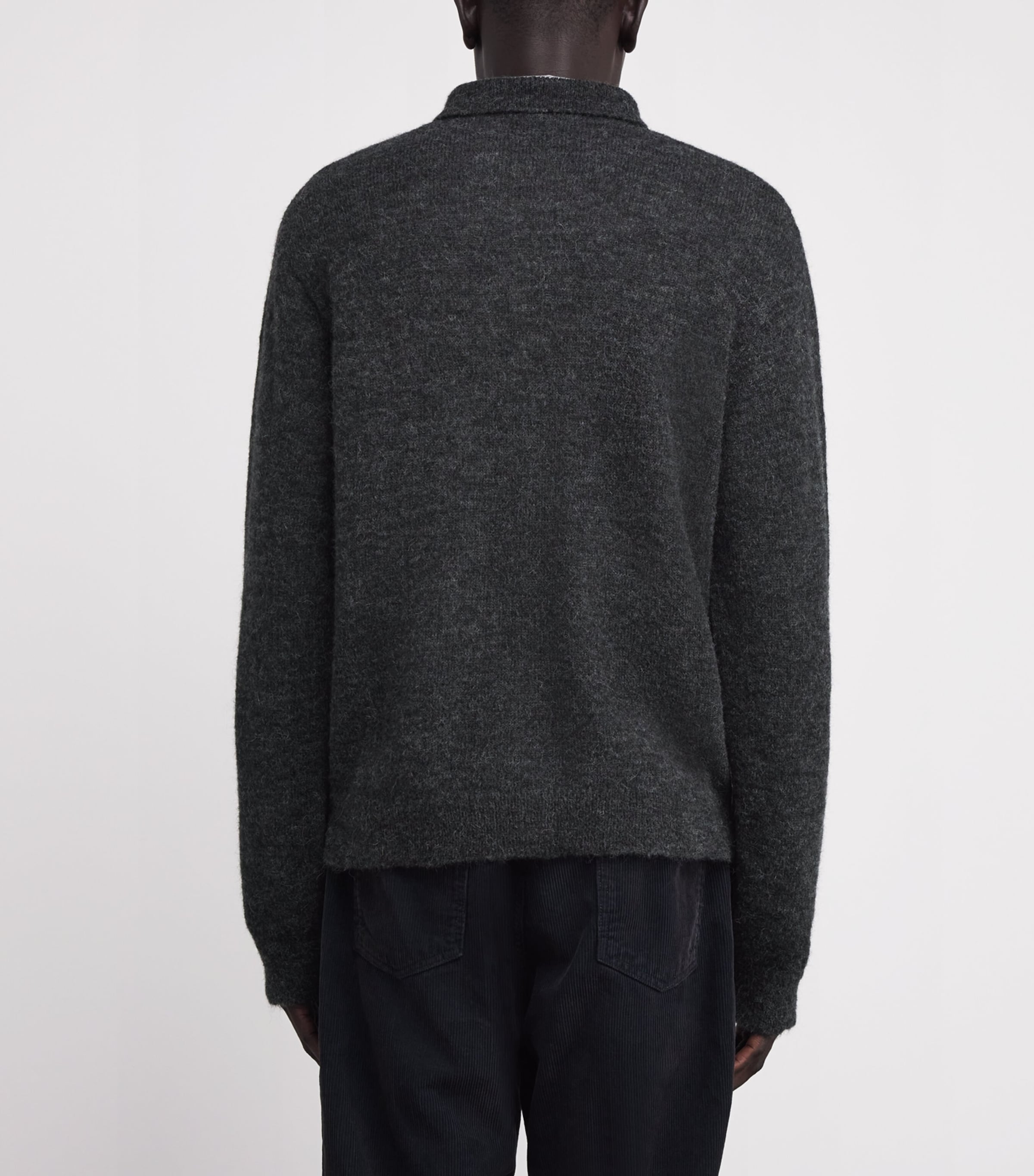 Alpaca-Blend Evening Polo Cardigan CHARCOAL MELANGE Image 4