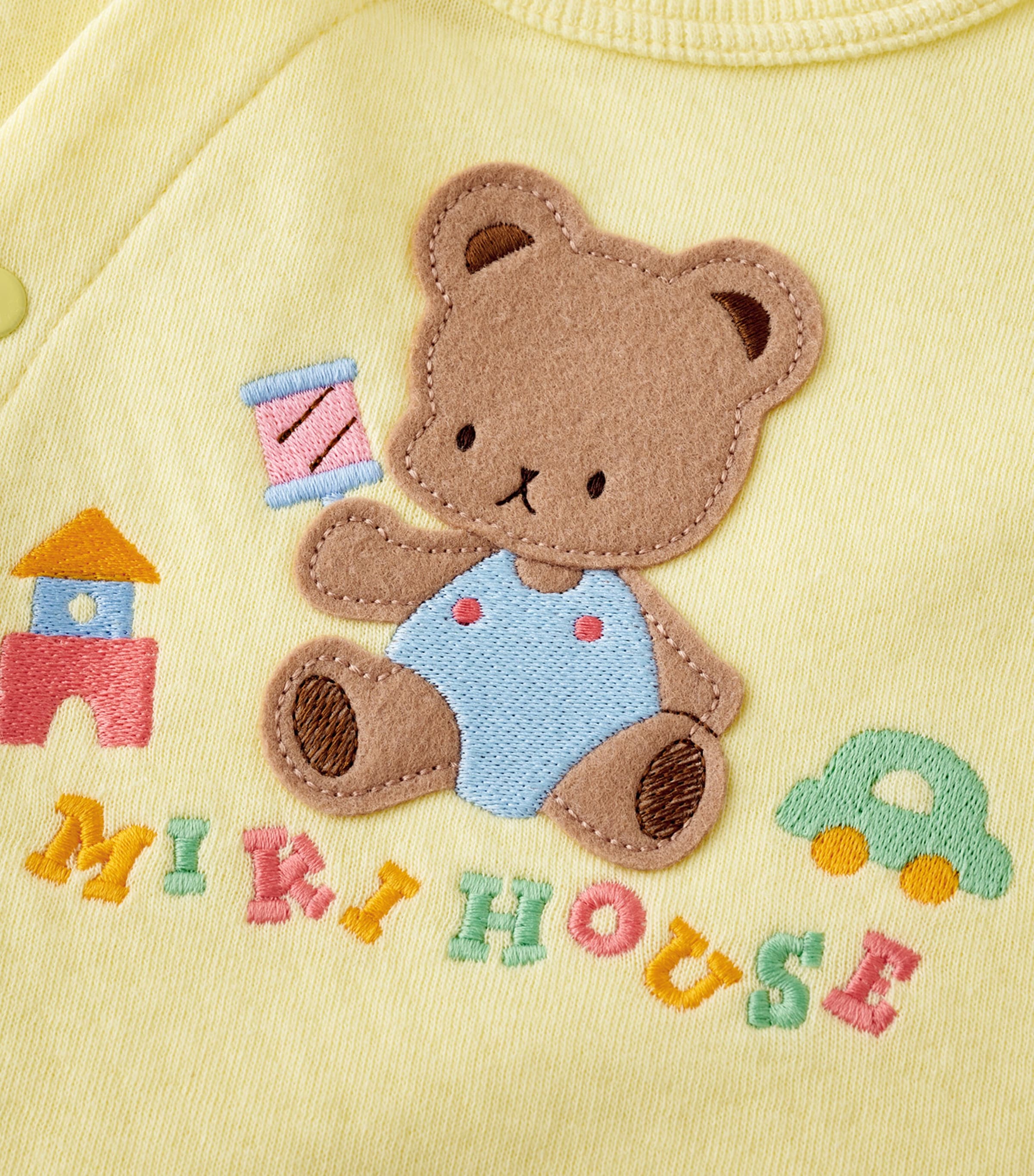 Miki House Logo Bear Embroidered Playsuit (1 Month) Image 6