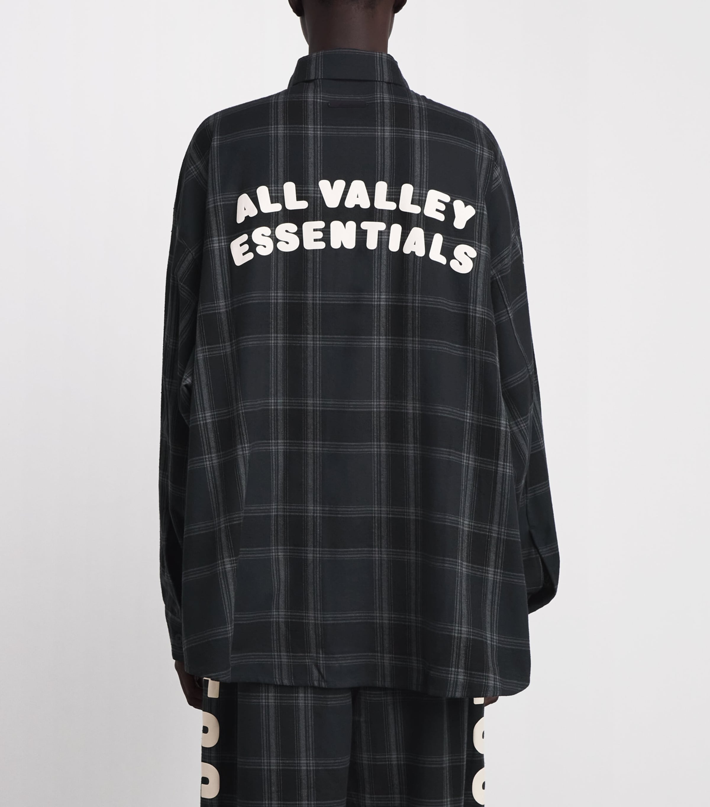 FEAR OF GOD ESSENTIALS Mens Flannel Check Shirt Vintage Blk Pld Image 5