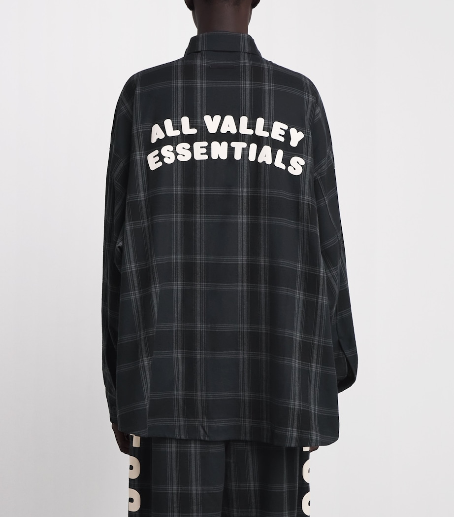 FEAR OF GOD ESSENTIALS Mens Flannel Check Shirt Vintage Blk Pld Image 5