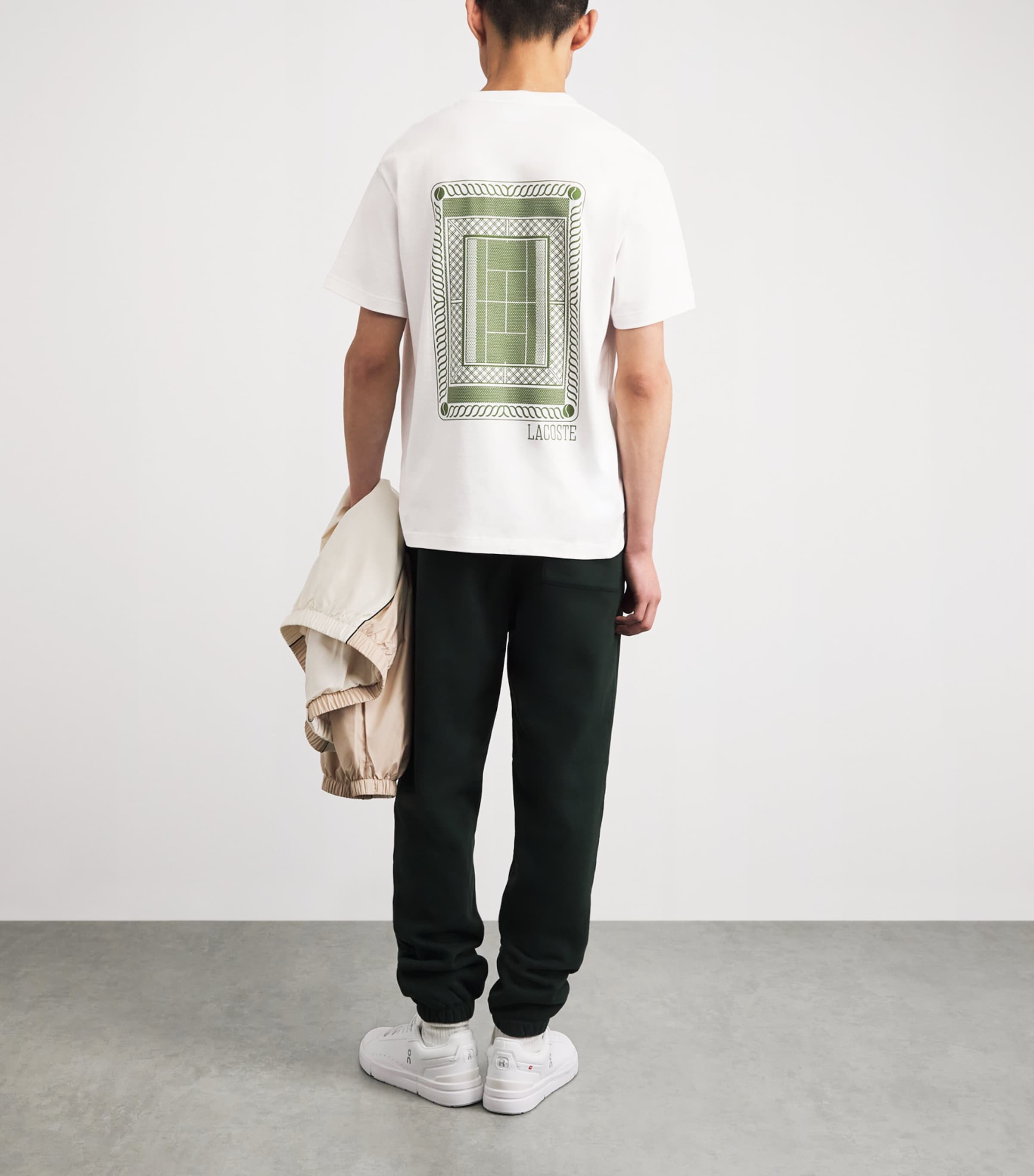 Lacoste Mens Cotton Tennis Print T-Shirt White Image 2