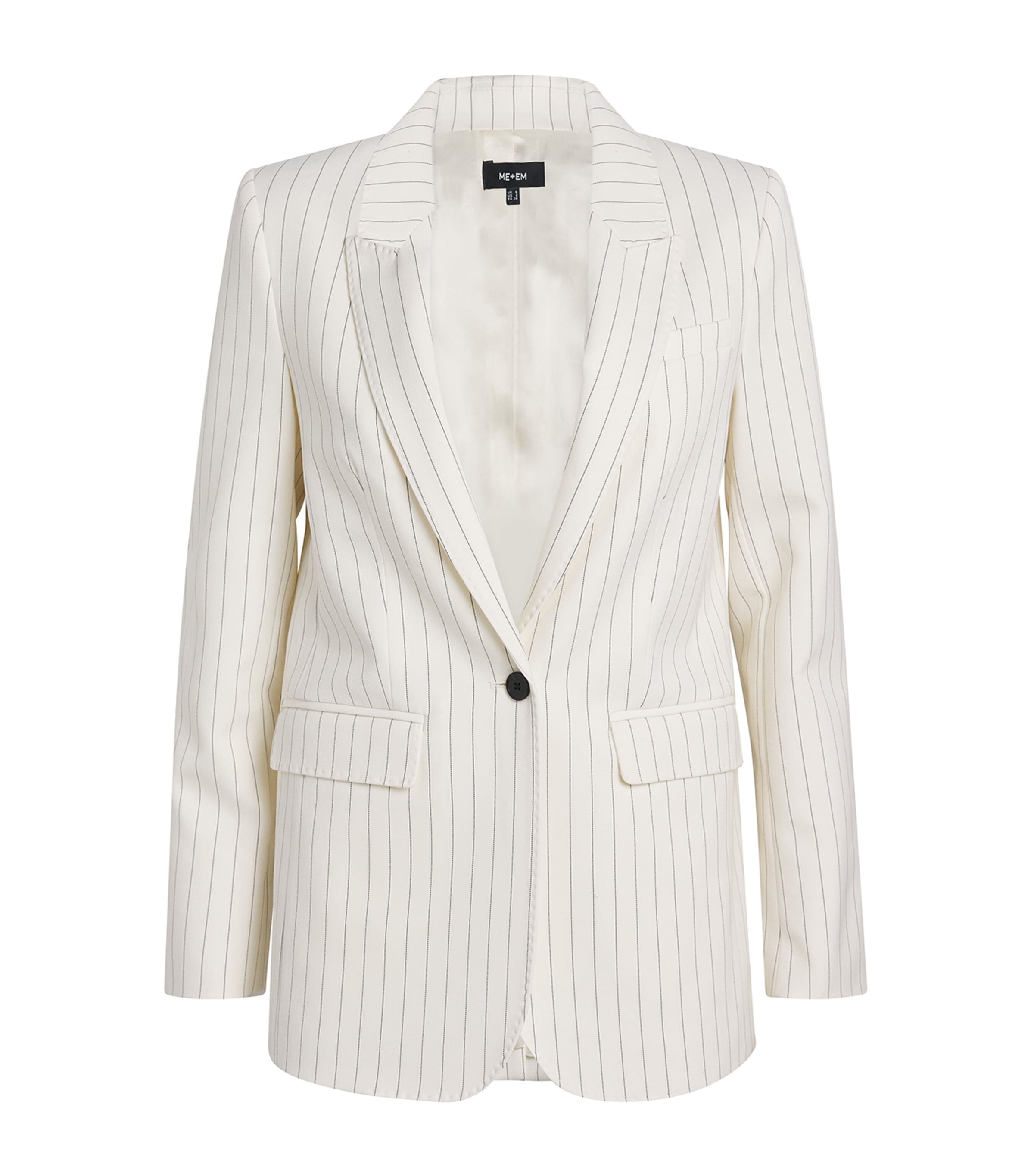 Me+em Pinstripe Single-breasted Blazer In White