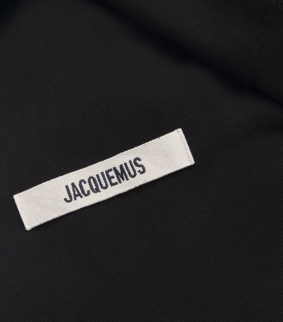 Cotton Grosgrain Zip-Up Hoodie 990-BLACK Image 5