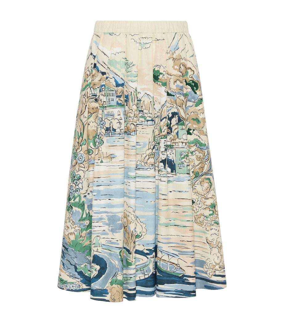 Weekend Max Mara Womens Cotton Lake Print Skirt Light Blue Image 1
