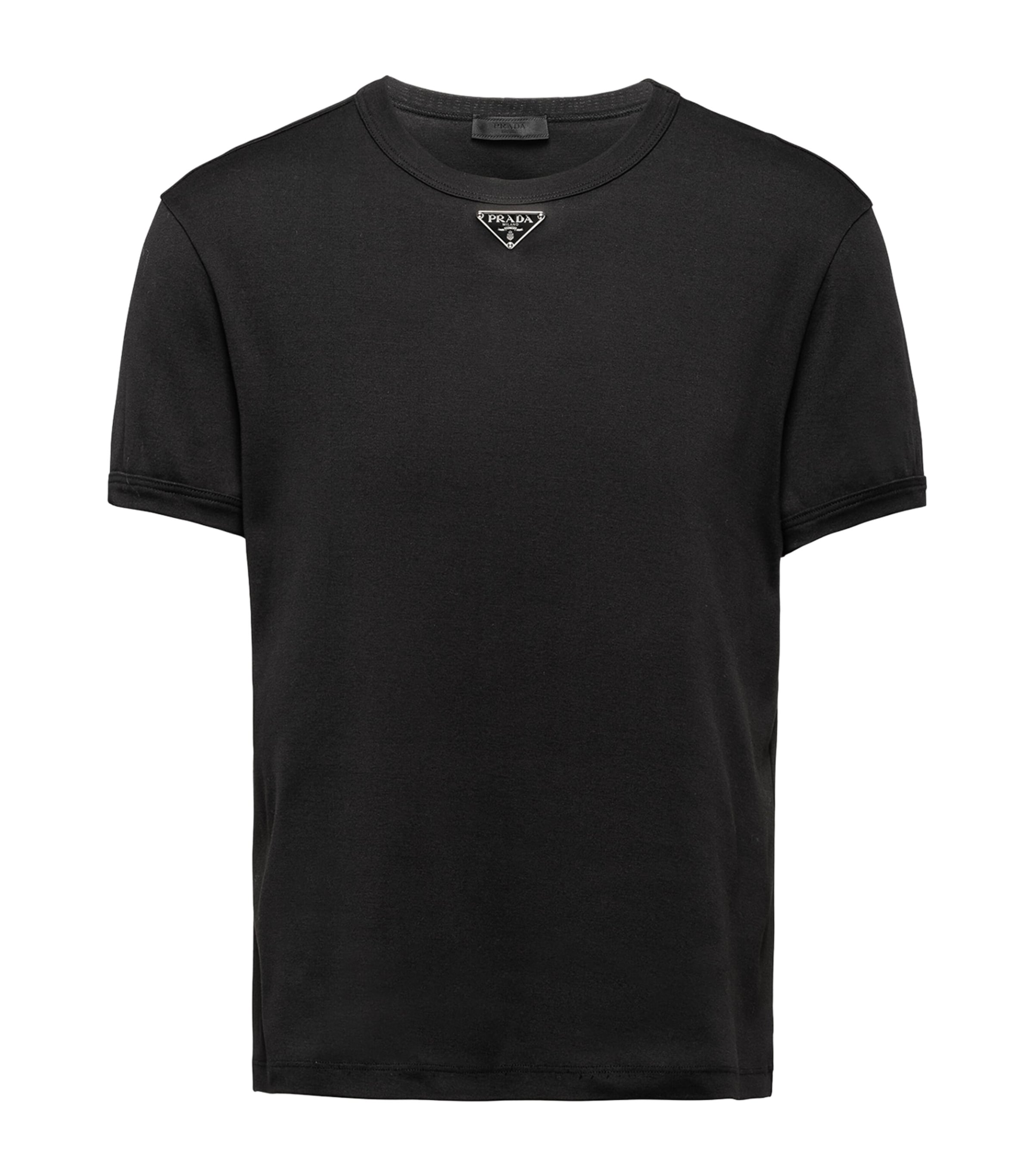 Shop Prada Triangle T-shirt In Black