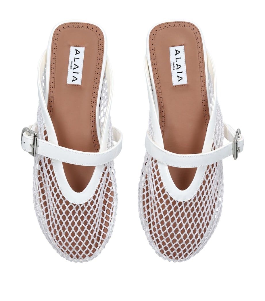 Alaïa Patent Leather Fishnet Mules White Image 4
