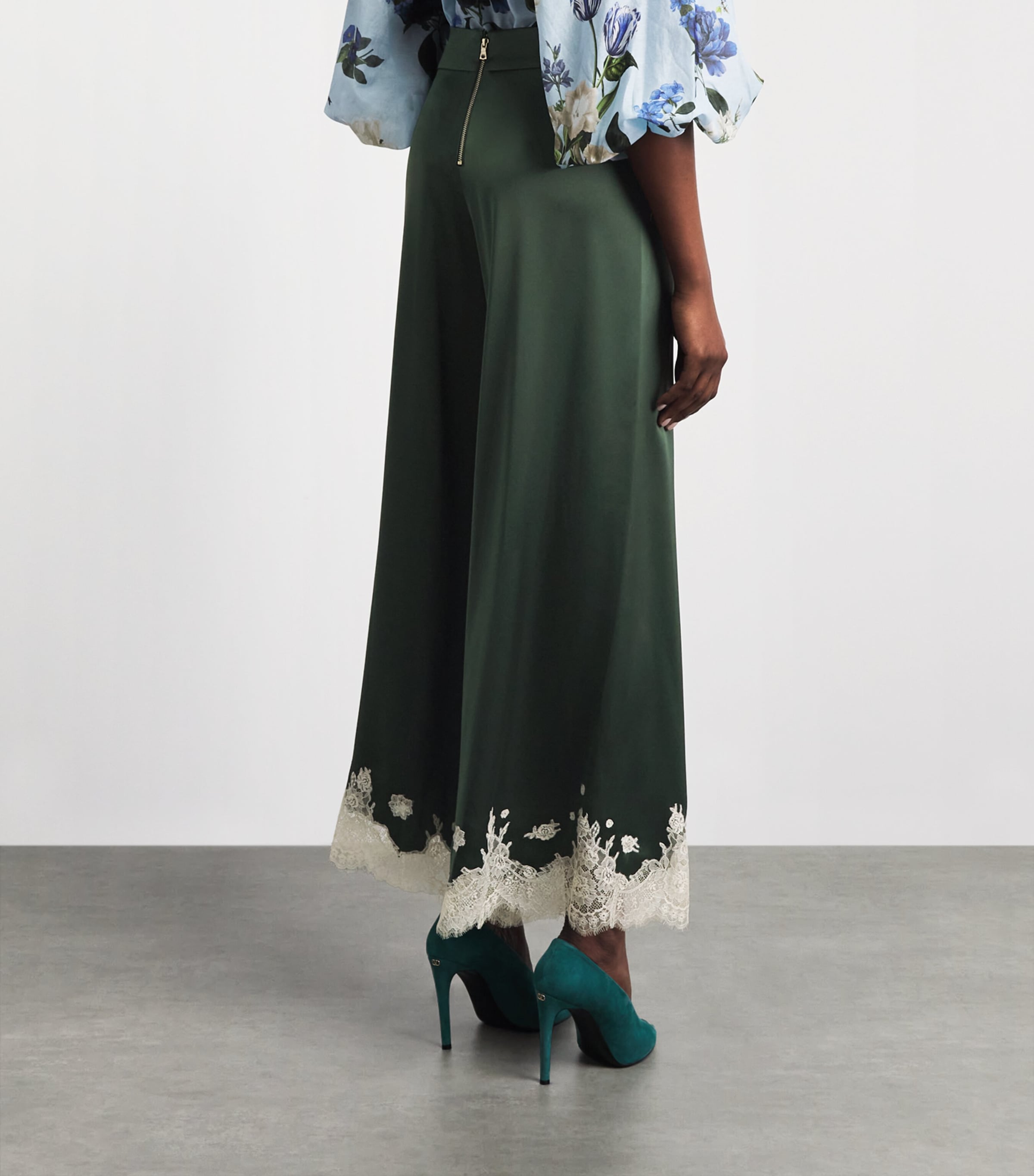 Alice+Olivia Womens Wide-Leg Athena Trousers Dark Fern Image 5