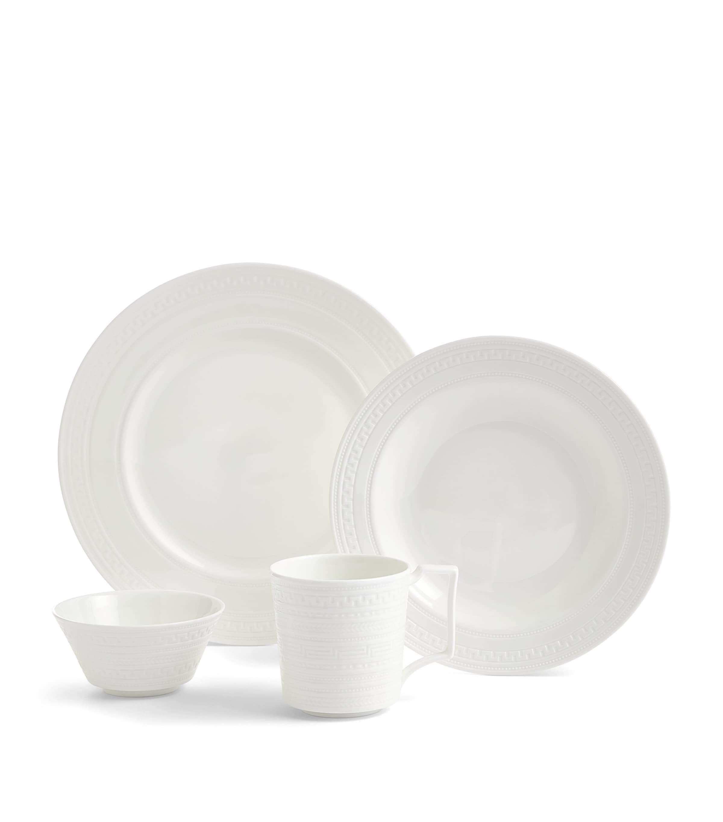 Wedgwood Intaglio Bone China 4-piece Dinnerware Set In White